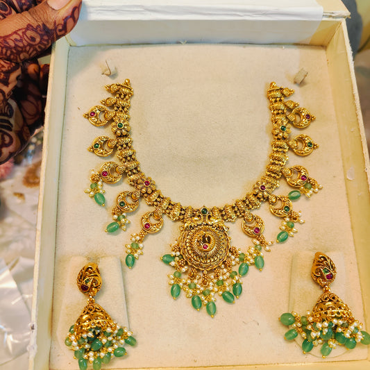 Heritage Temple style gold antique necklace set