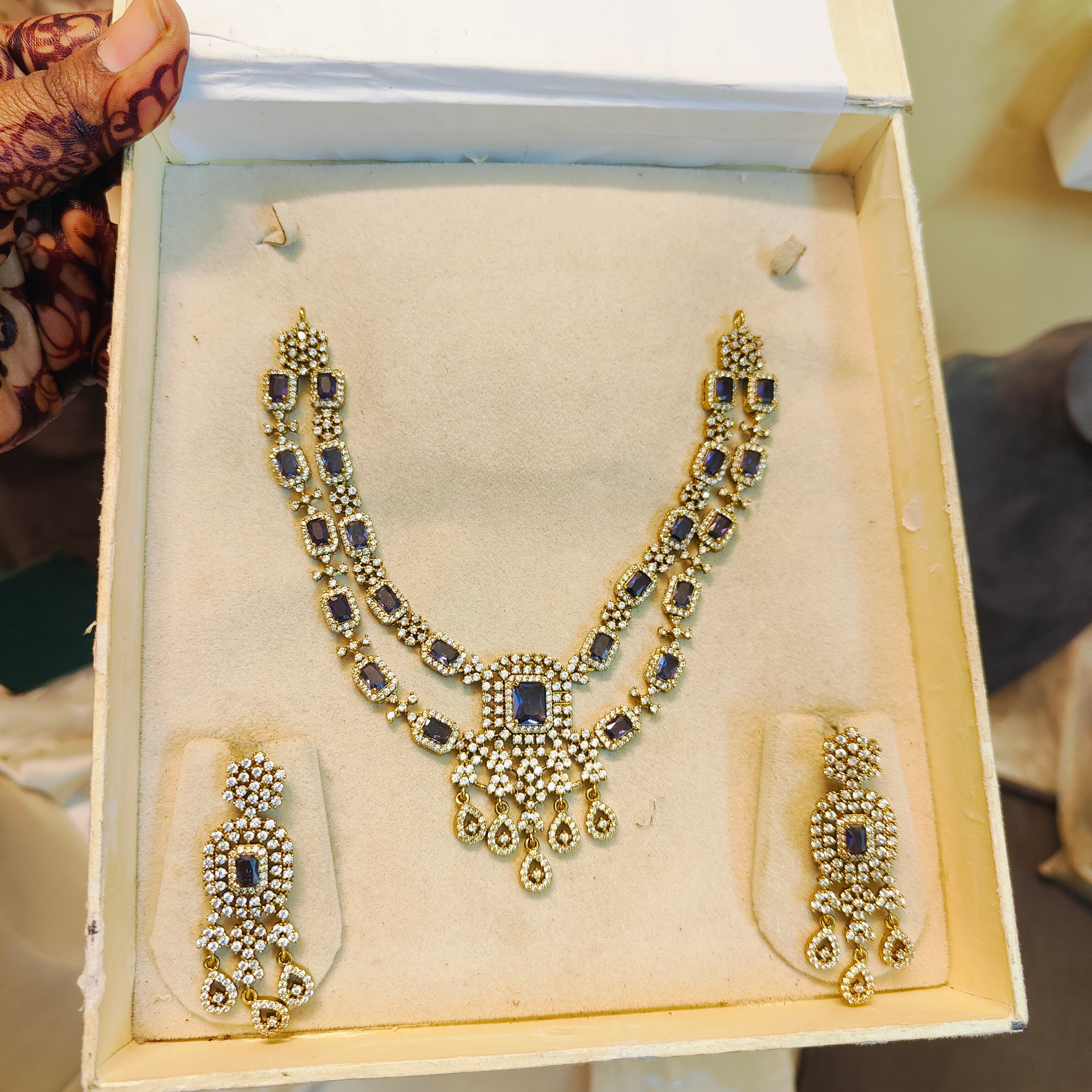 Classic Purple Cz necklace set