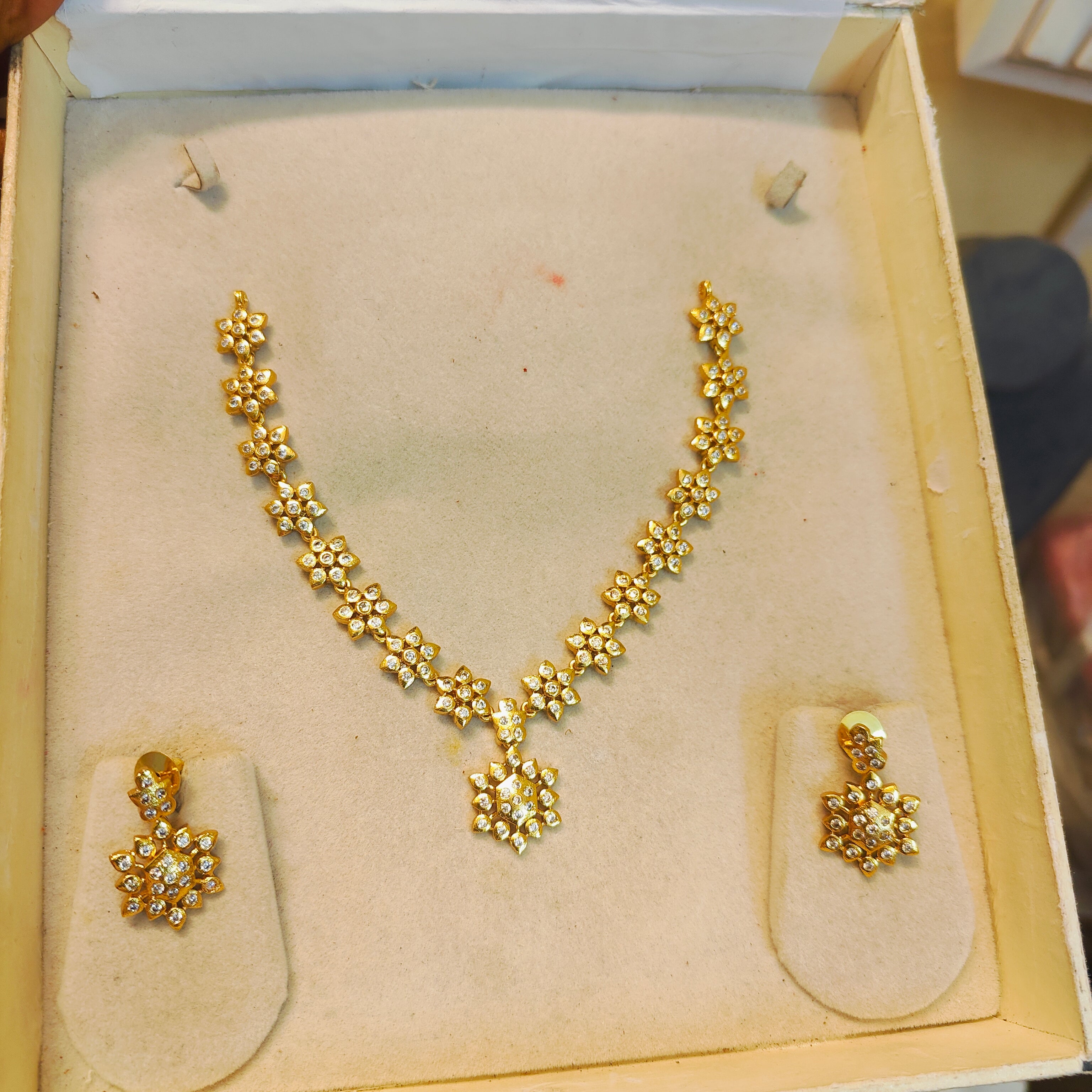 Classic Floral Gold plated necklace set