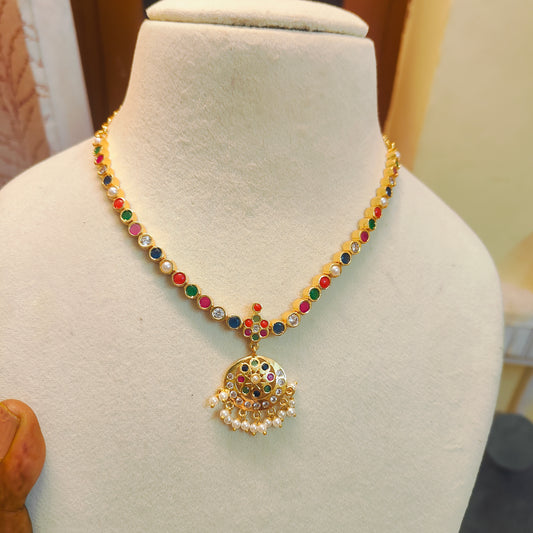 Traditional impon Navaratna necklace set