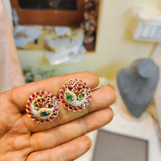 Ruby Emerald Peacock Stud