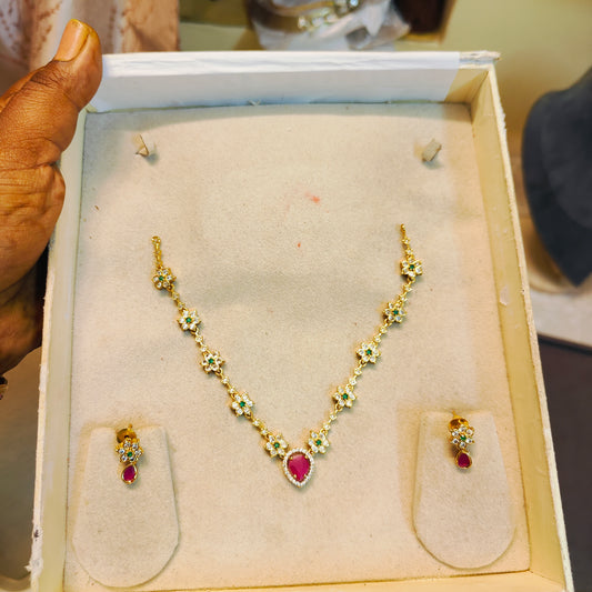Ruby Drop Floral necklace set