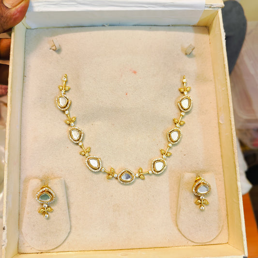 Polki Inspired Leaf model necklace set