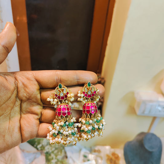 Pure Kemp Brass Jadau Jhumka