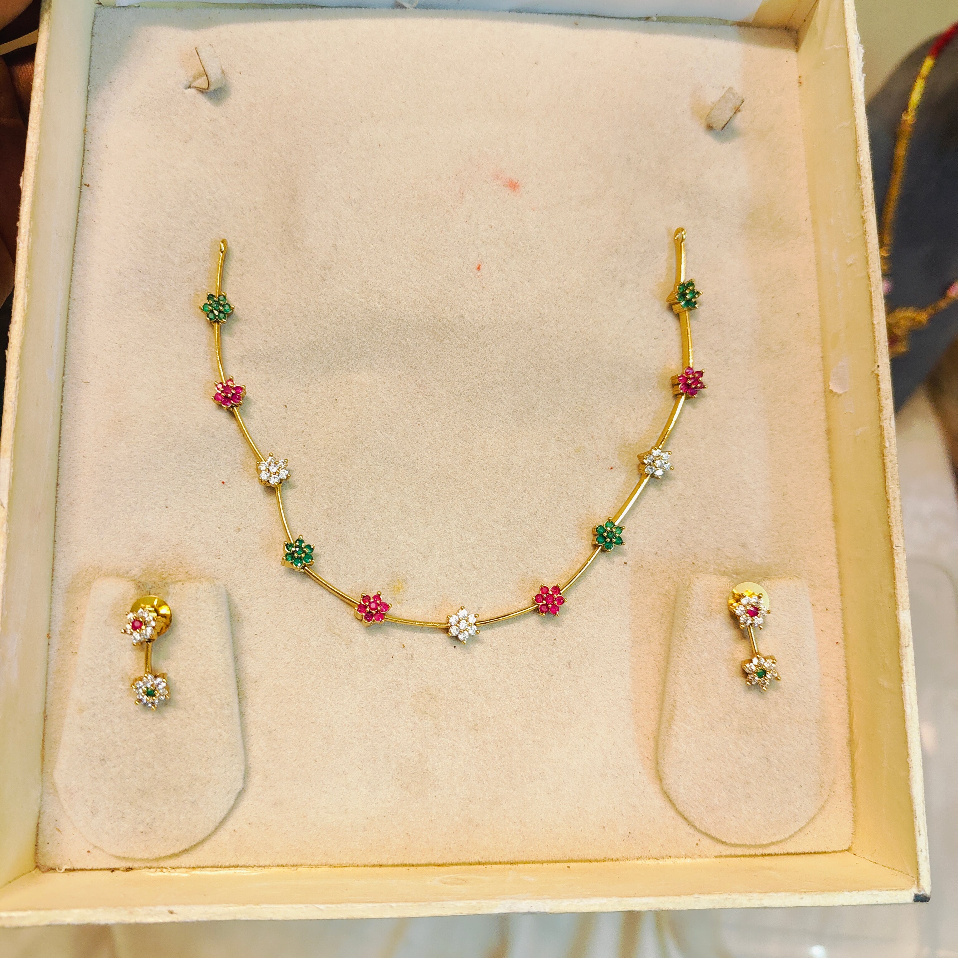 Dainty Cz Multicolour necklace set