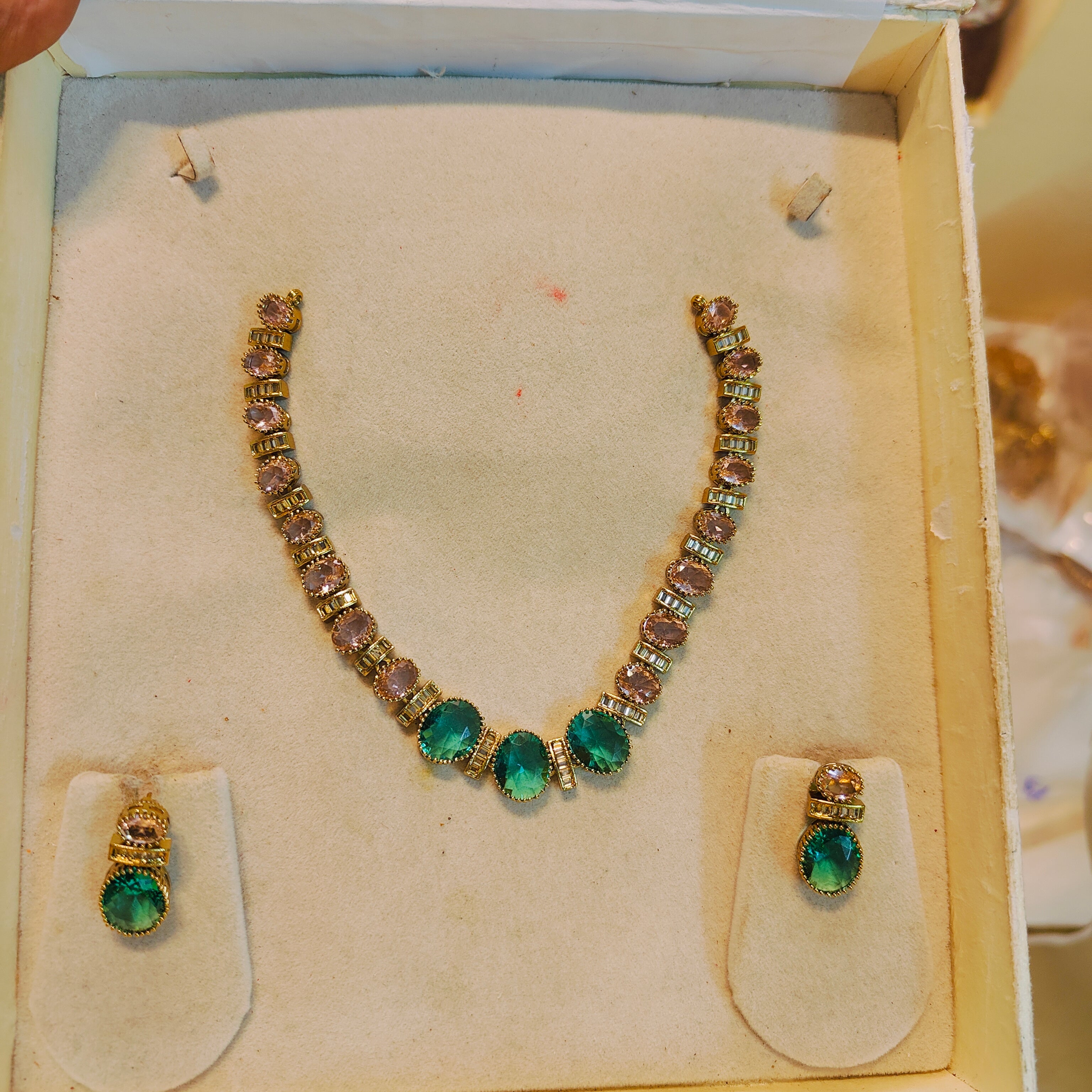 Mint Green Blush Designer necklace set