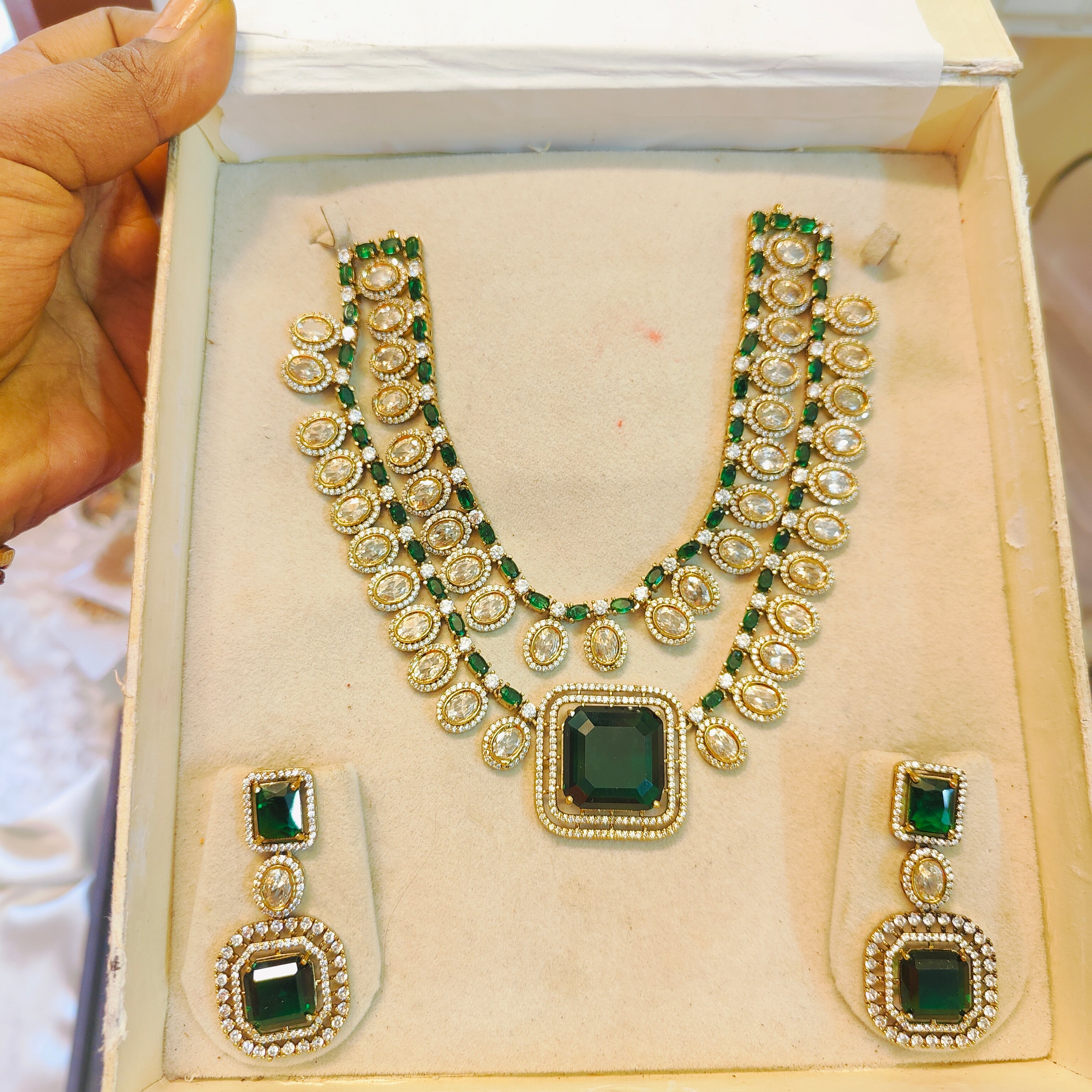 Luxury Moissanite Polki kundan necklace set