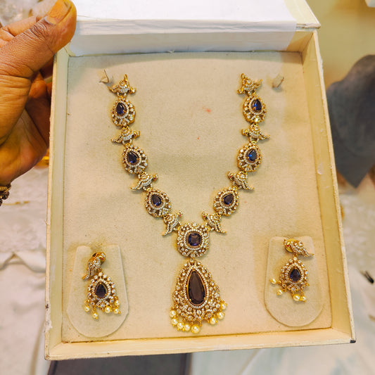 Royal Sapphire Bird Cz necklace set