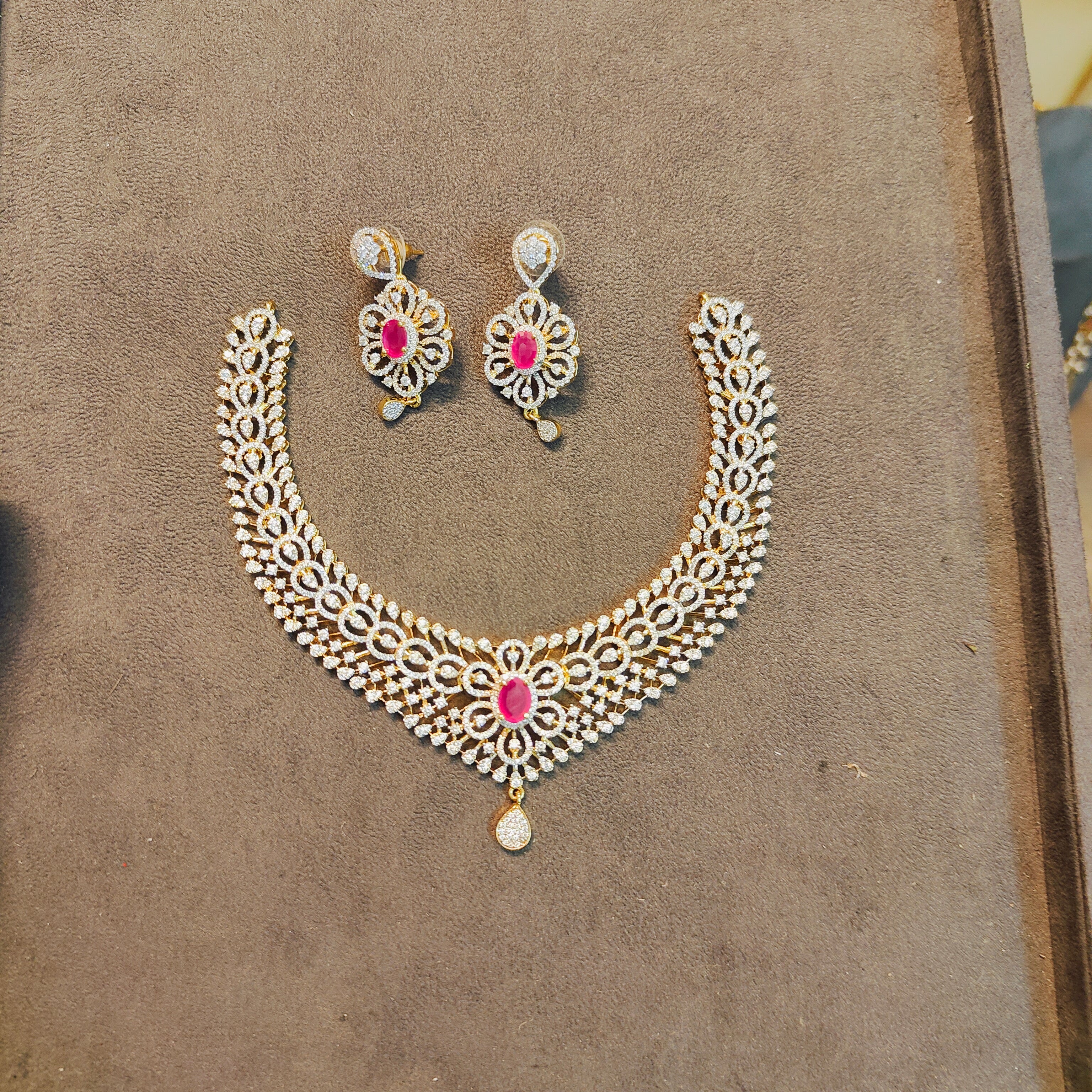 Premium Gj polish Diamond replica jadau necklace set