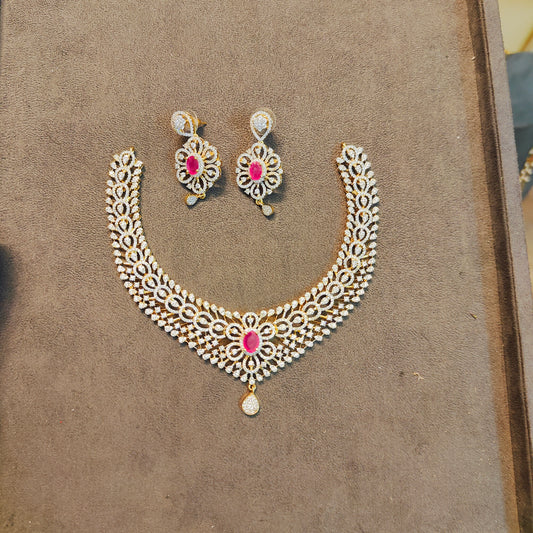 Premium Gj polish Diamond replica jadau necklace set