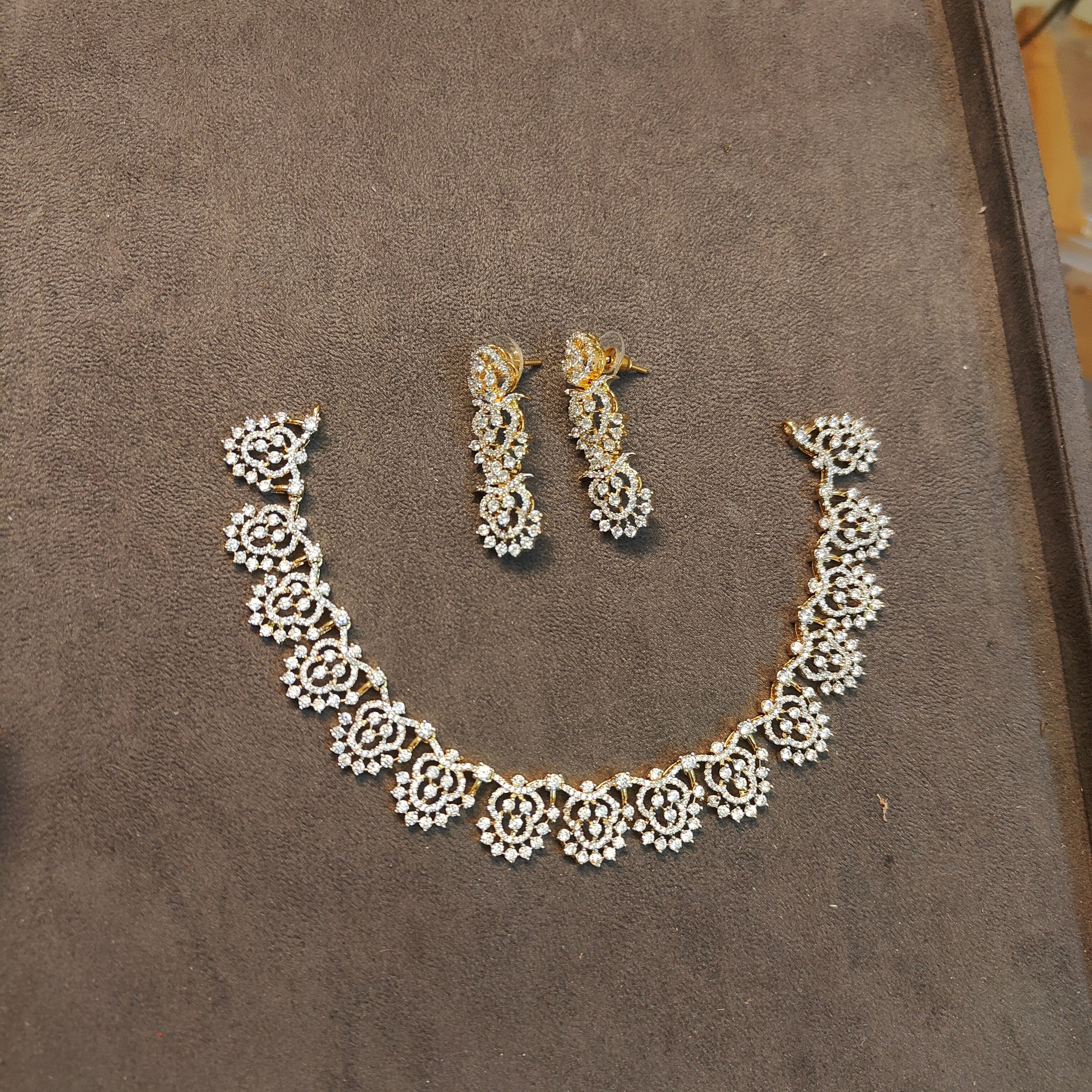 Elegant Diamond Replica jadau Floral necklace set