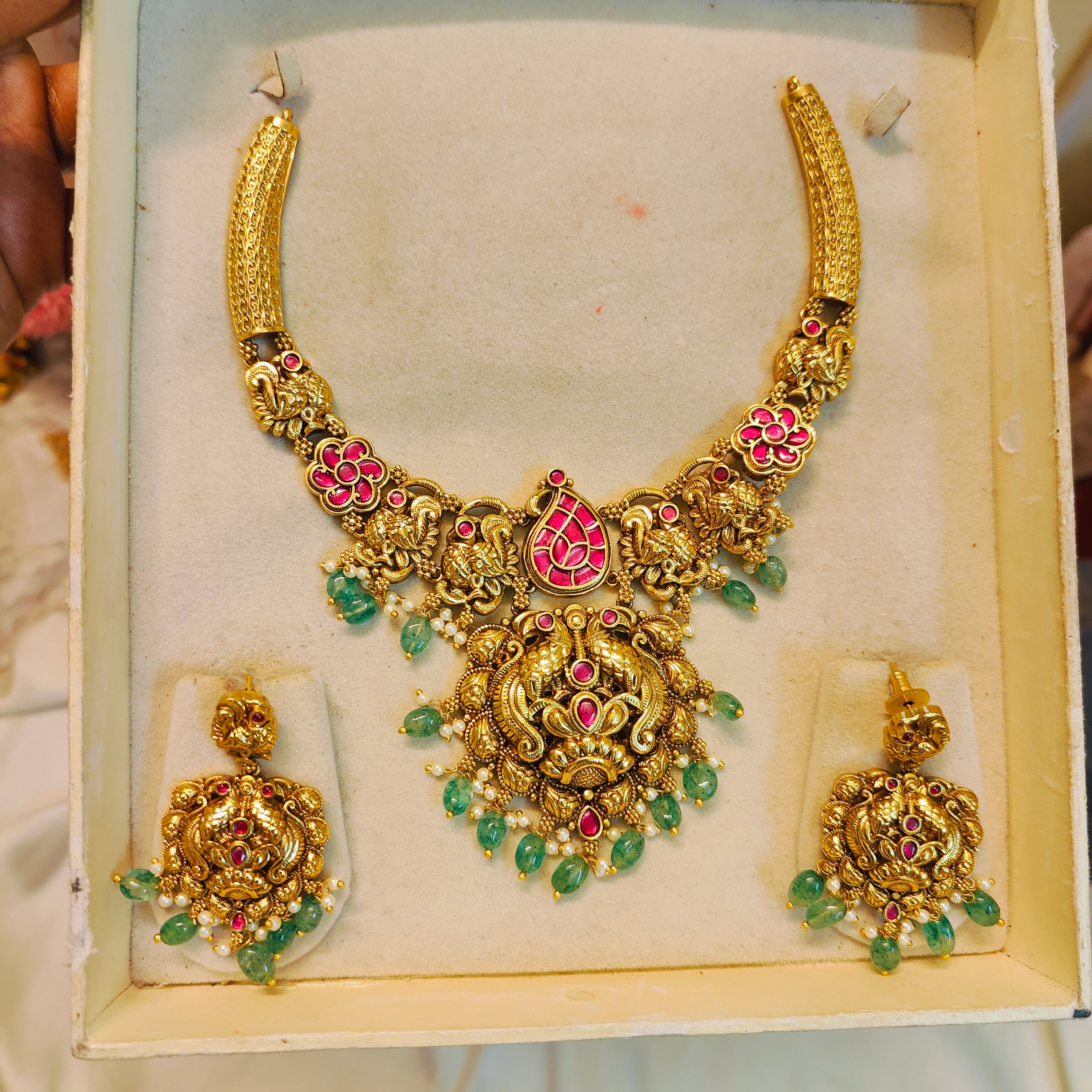 Heritage pure Kemp brass jadau finish Kanti necklace set