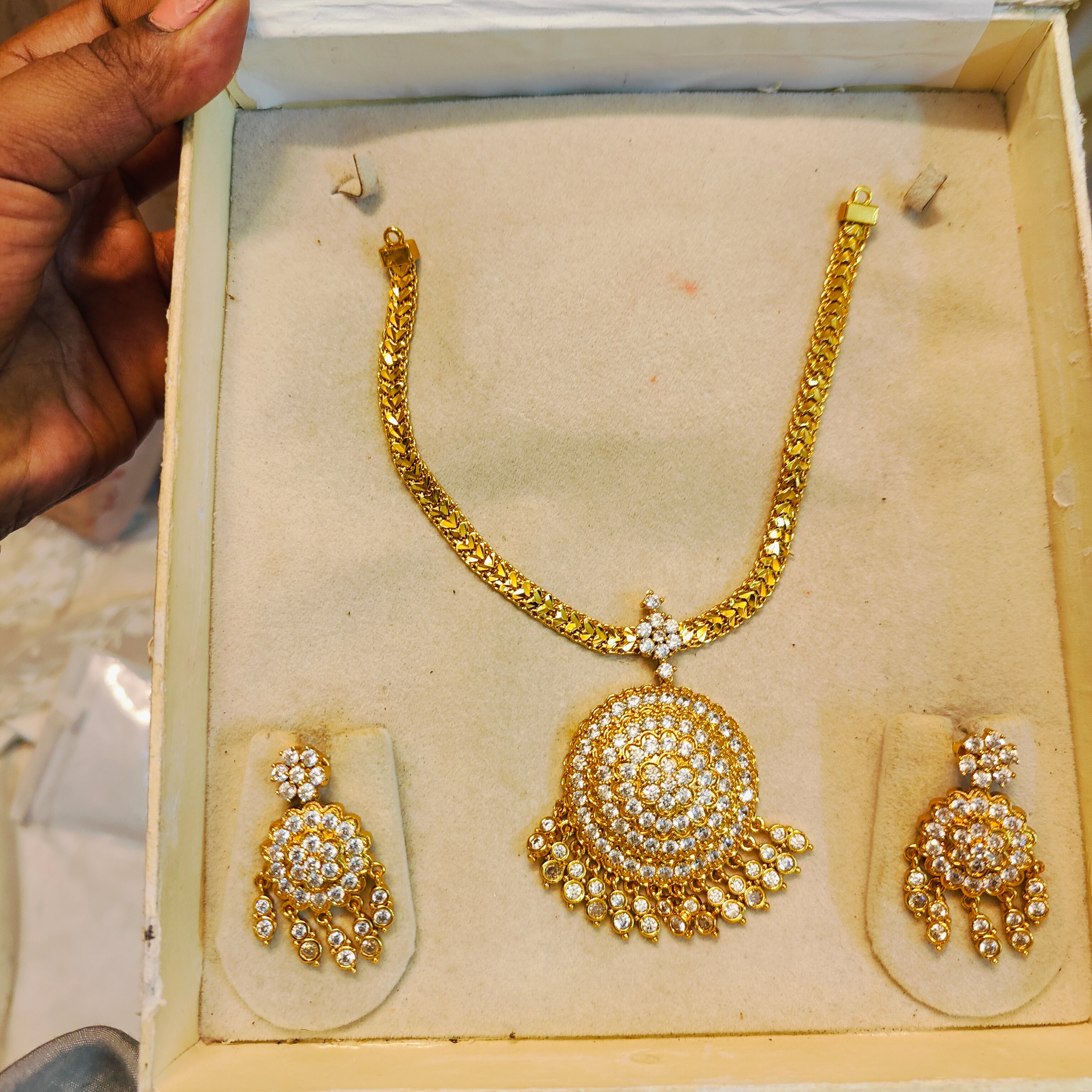 Timeless Gold replica Circular Pendant Cz necklace set