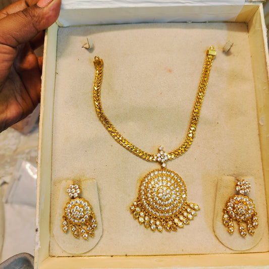 Timeless Gold replica Circular Pendant Cz necklace set
