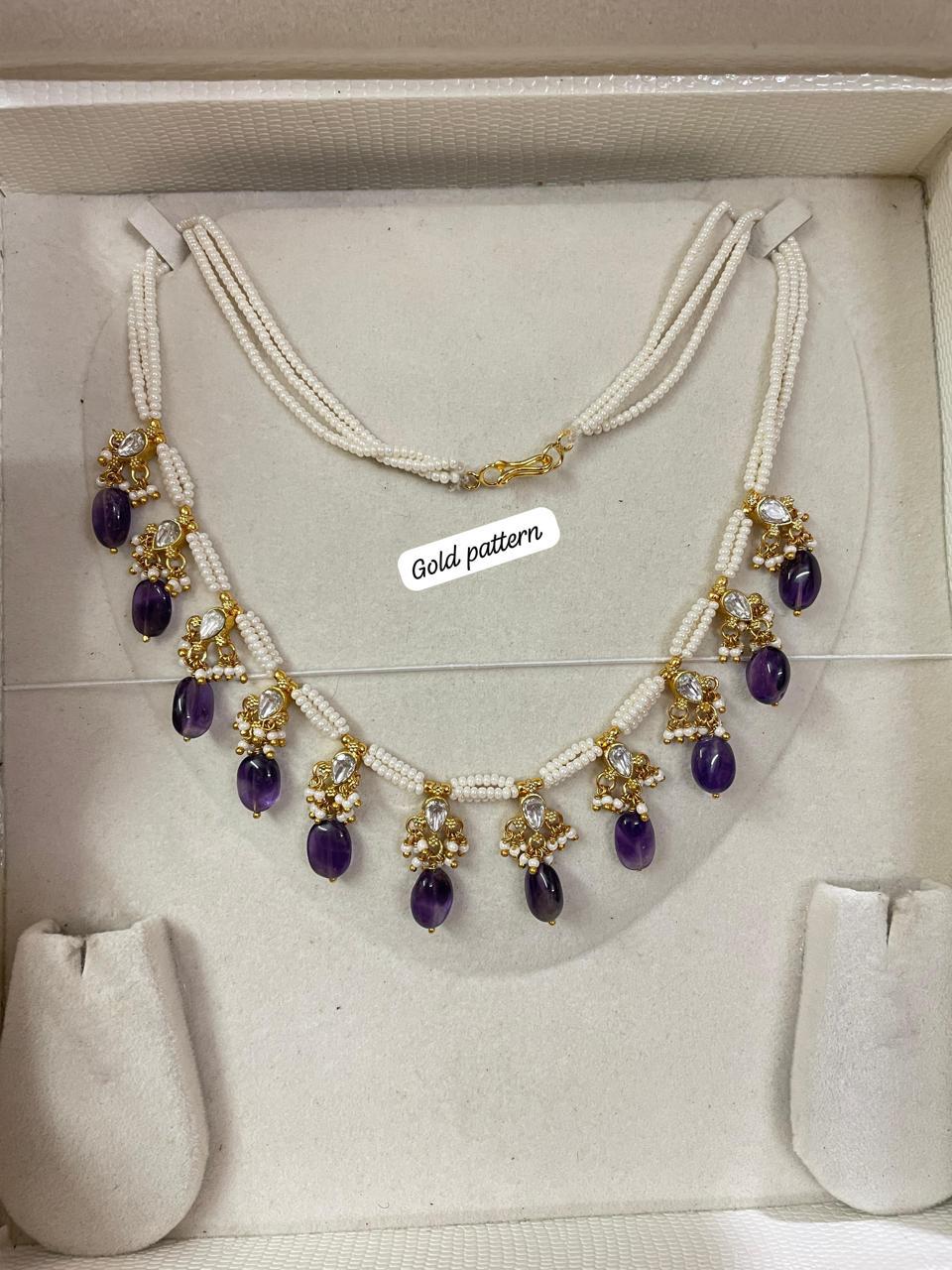 Royal Amethyst drop pearl necklace