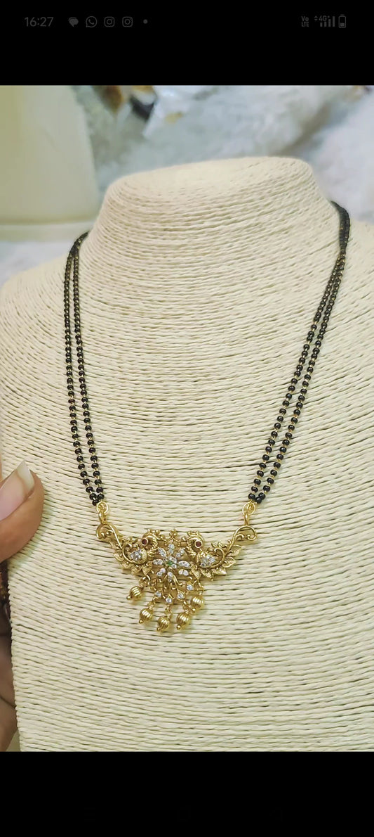 Gold antique finish Black beads chain premium quality