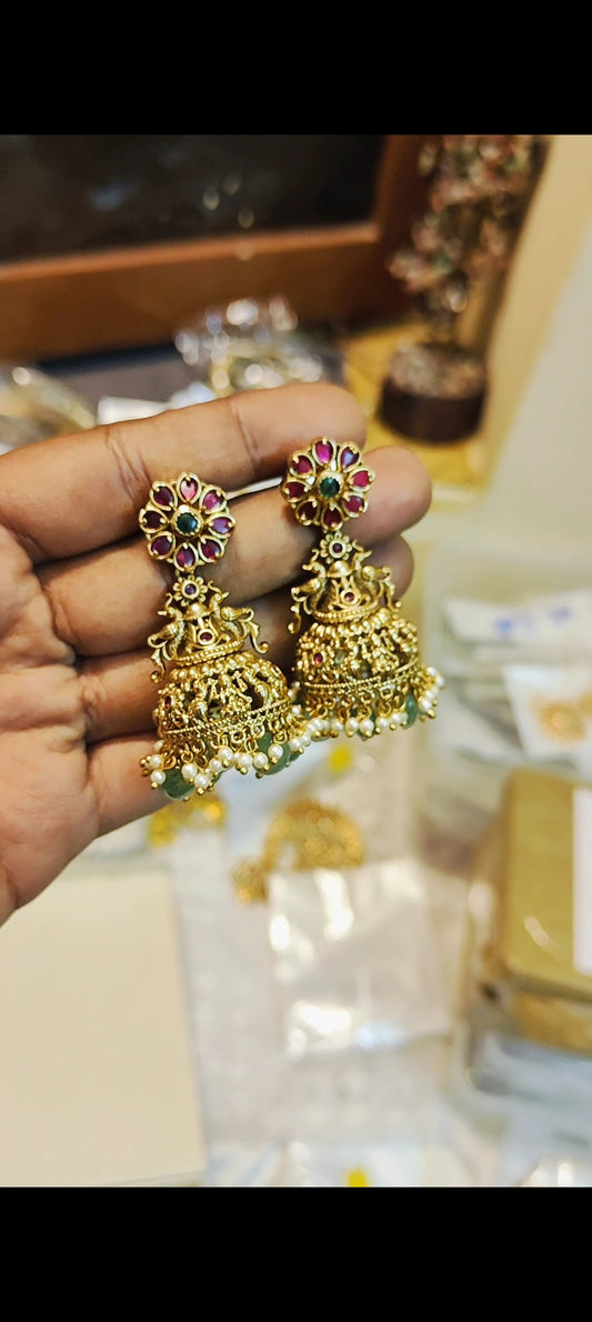 Gold antique finish earrings premium quality