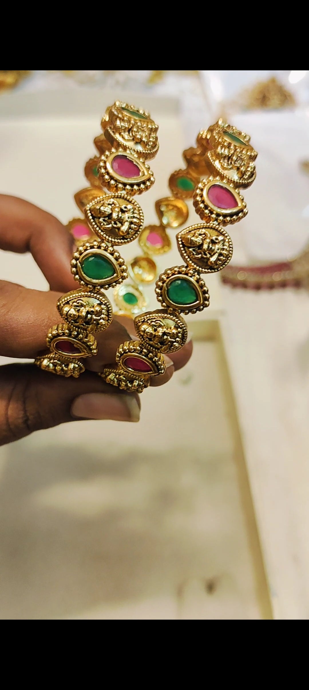 Gold antique finish bangles premium quality