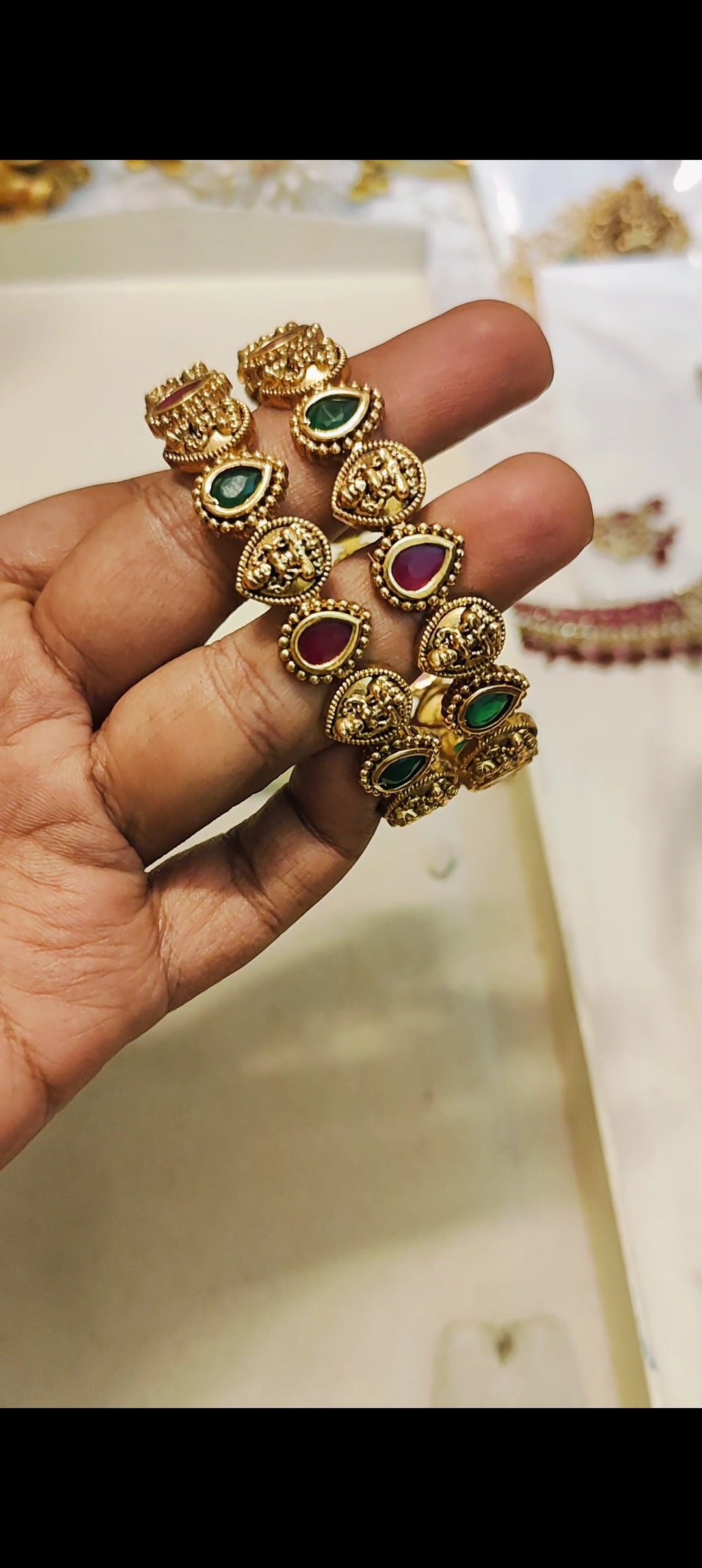 Gold antique finish bangles premium quality