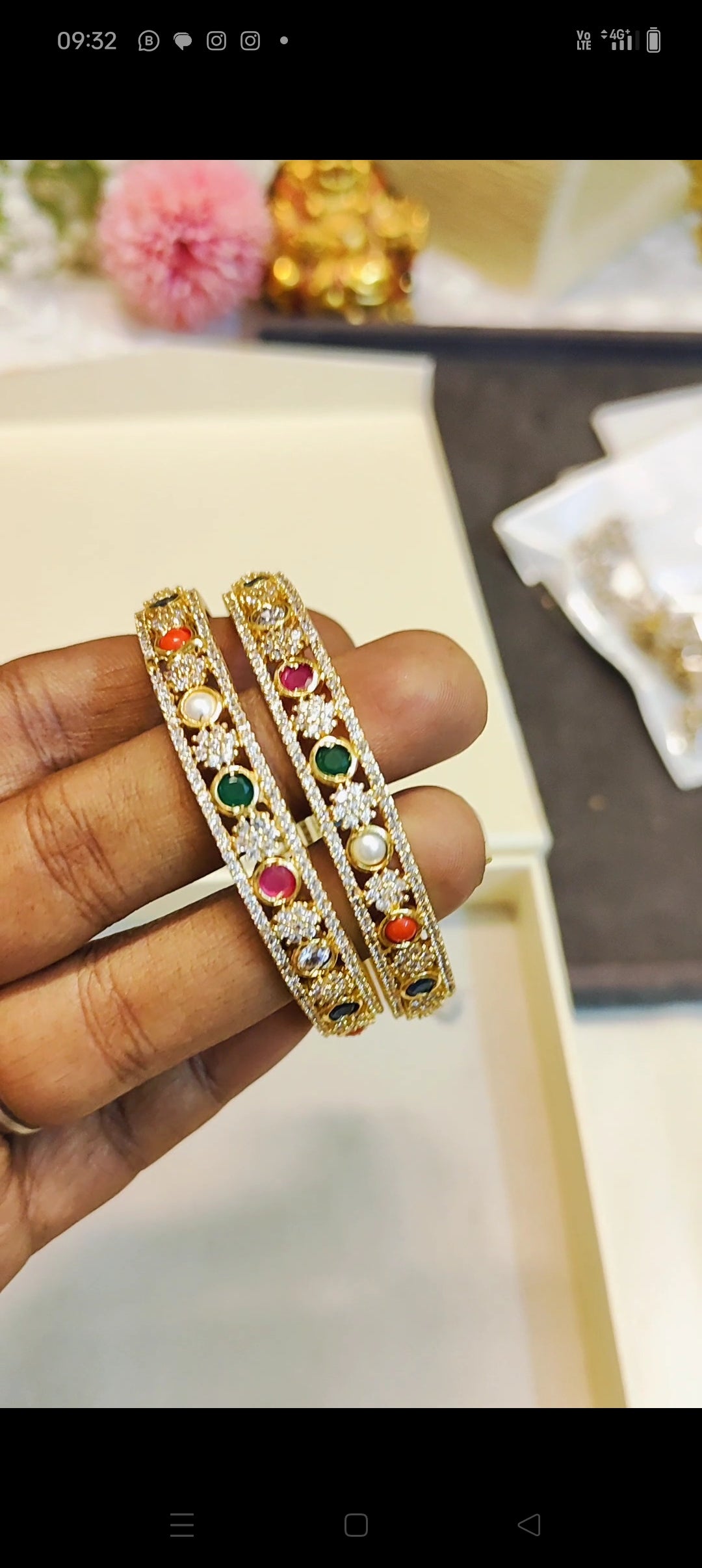 Cz stone diamond replica navratana bangles premium quality