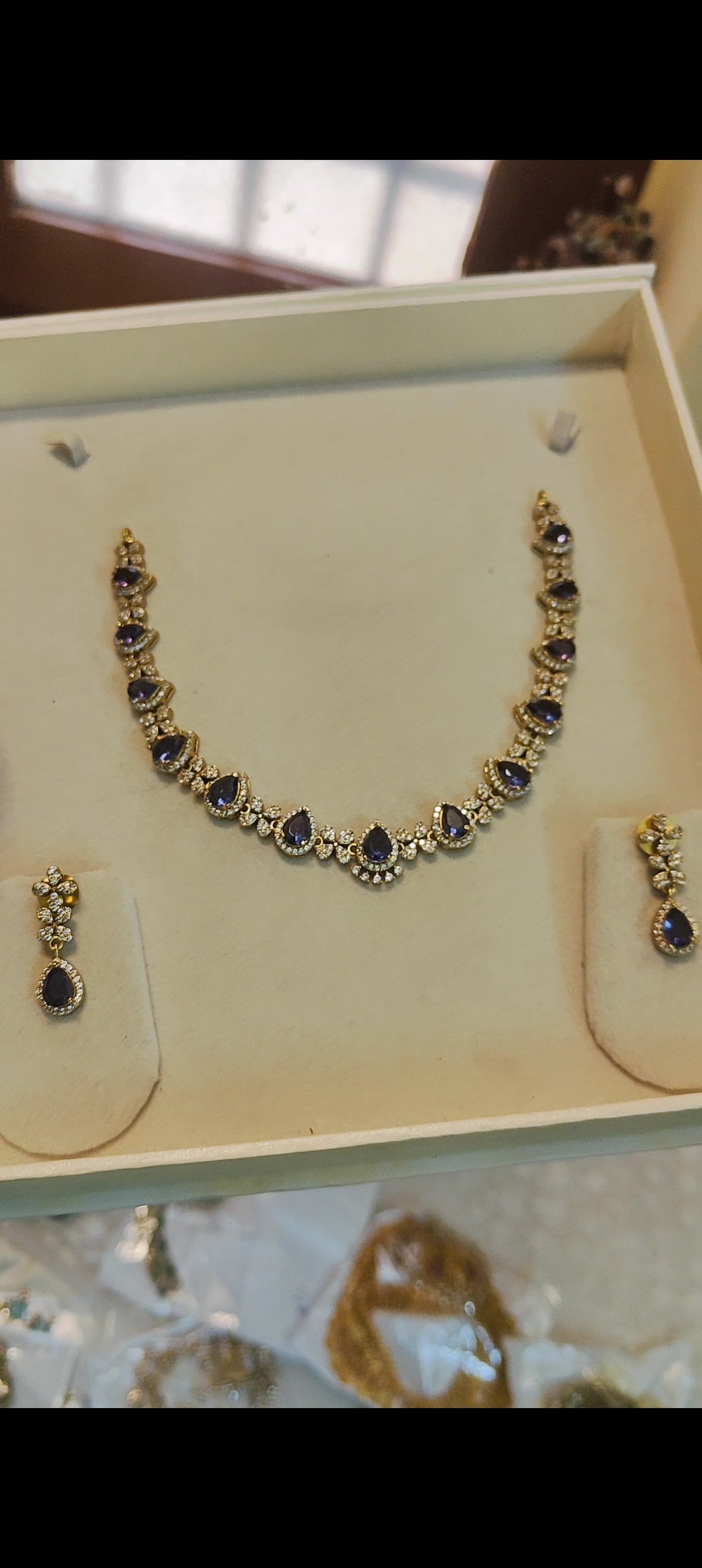 Cz stone jadau necklace set premium quality