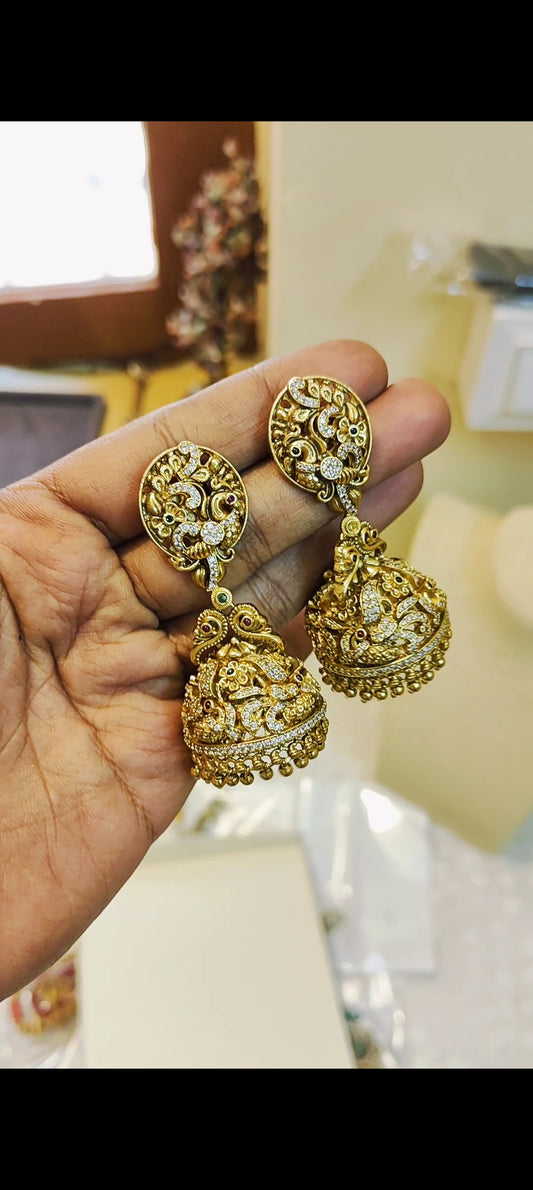 Gold nakshi jhumka premium quality