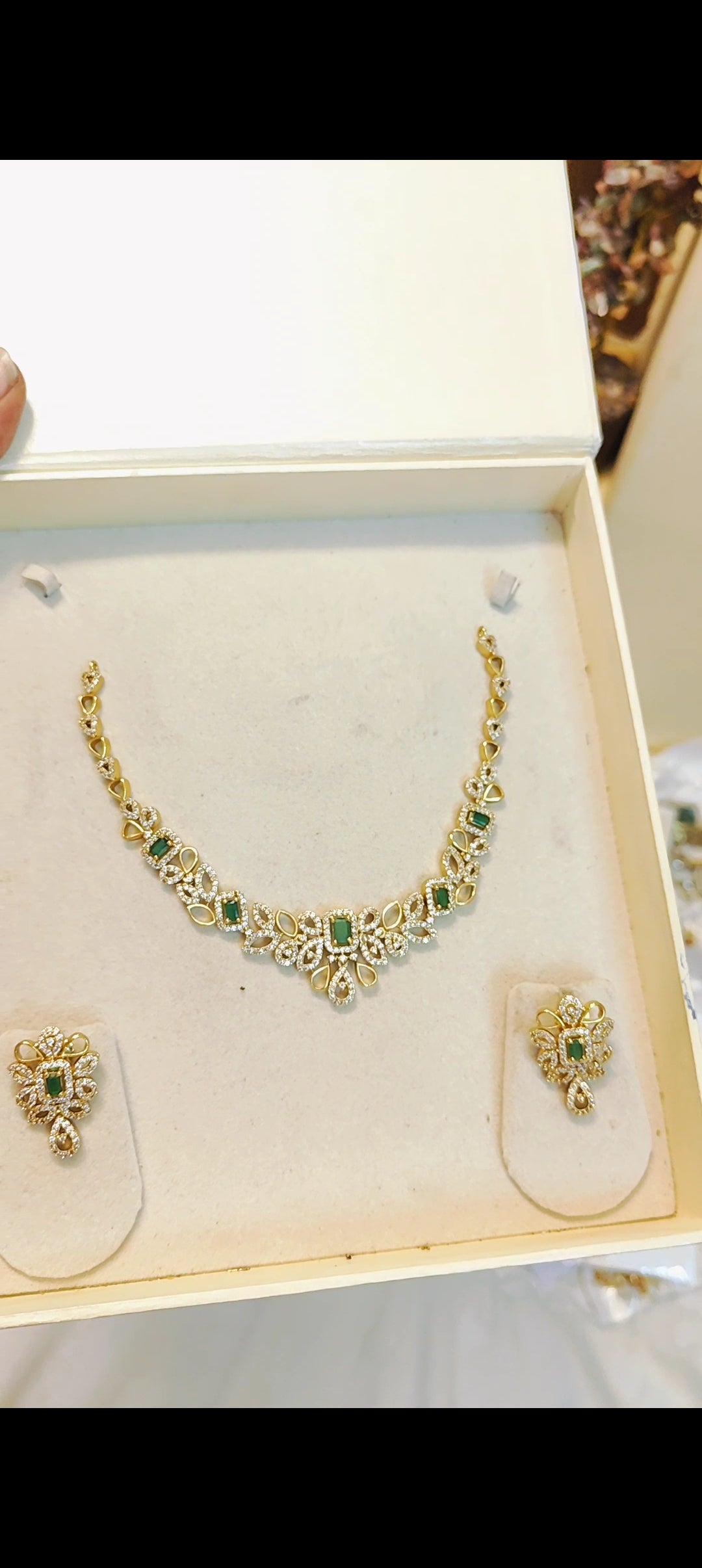 Cz stone gold plated necklace set premium quality