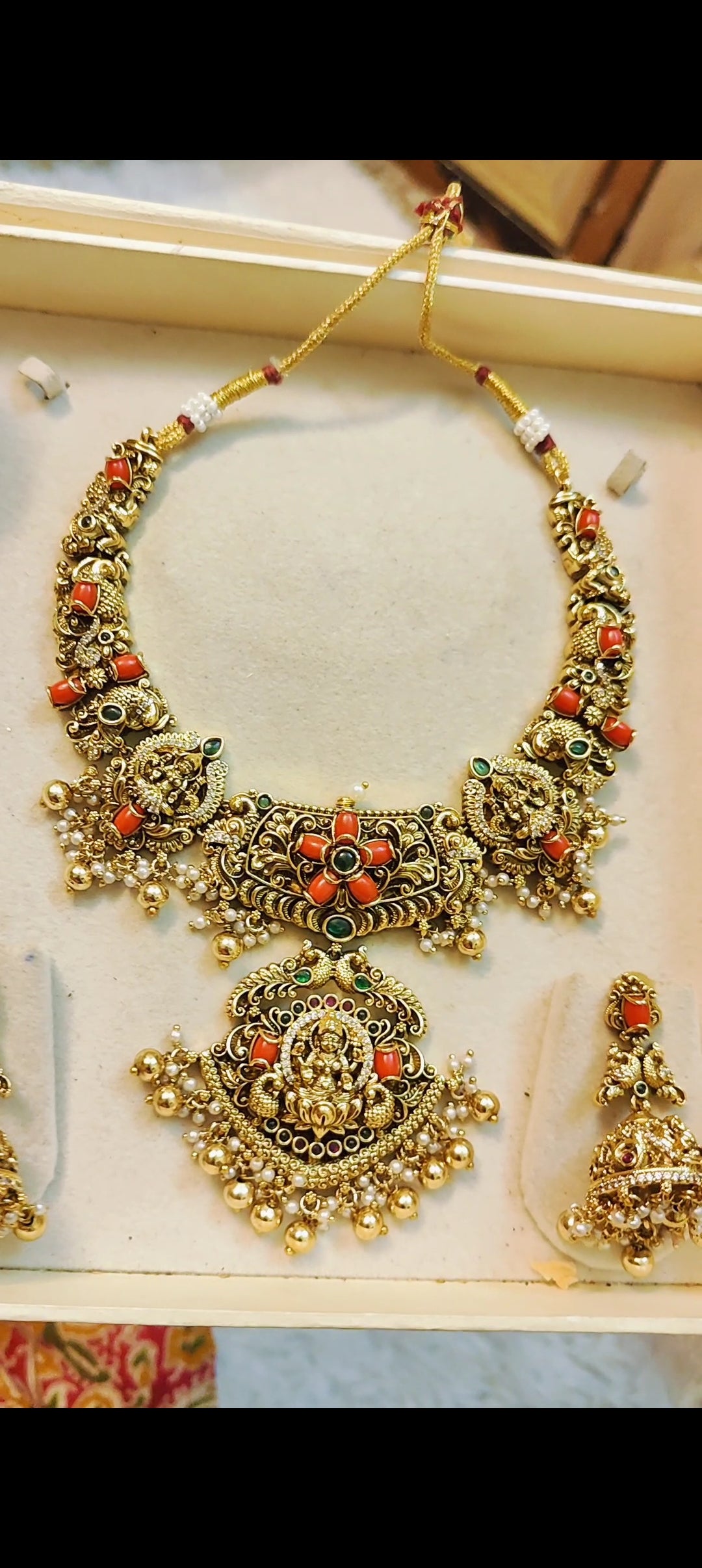 Gold antique nakshi finish pagadam necklace set premium quality