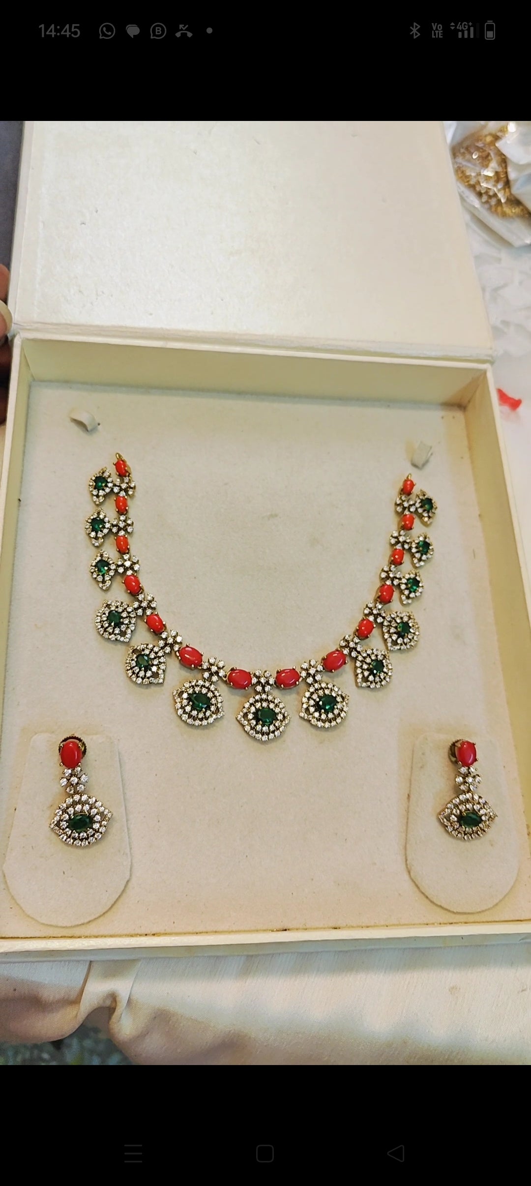 Cz stone gold plated jadau necklace set premium quality