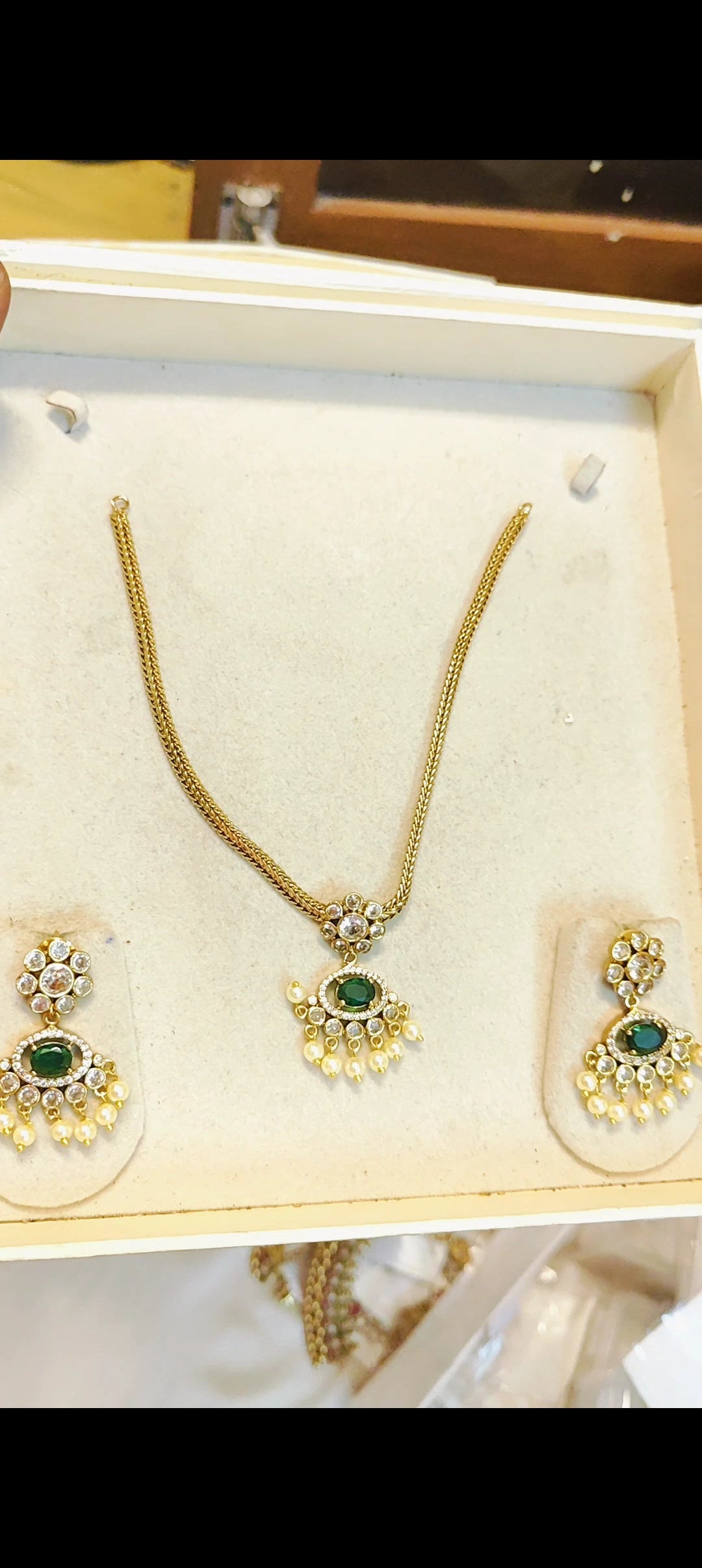 Cz stone gold plated necklace set premium quality