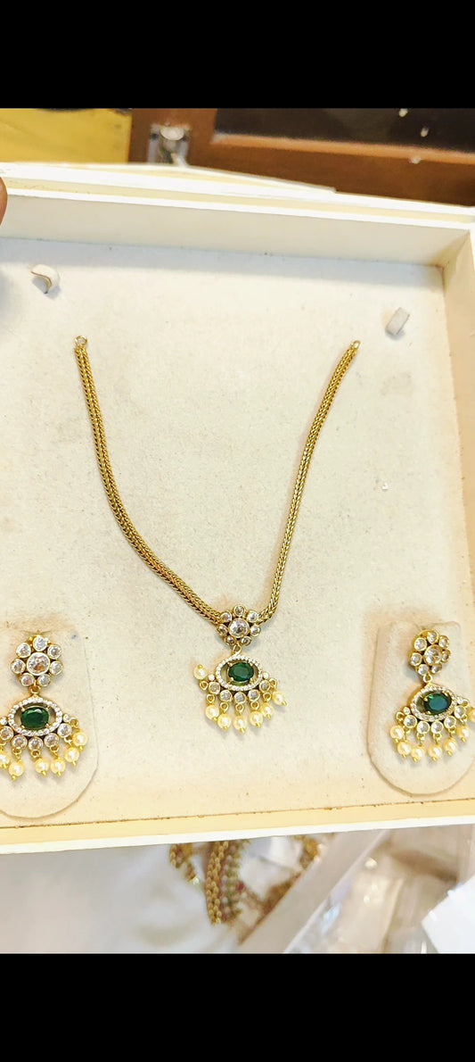 Cz stone gold plated necklace set premium quality