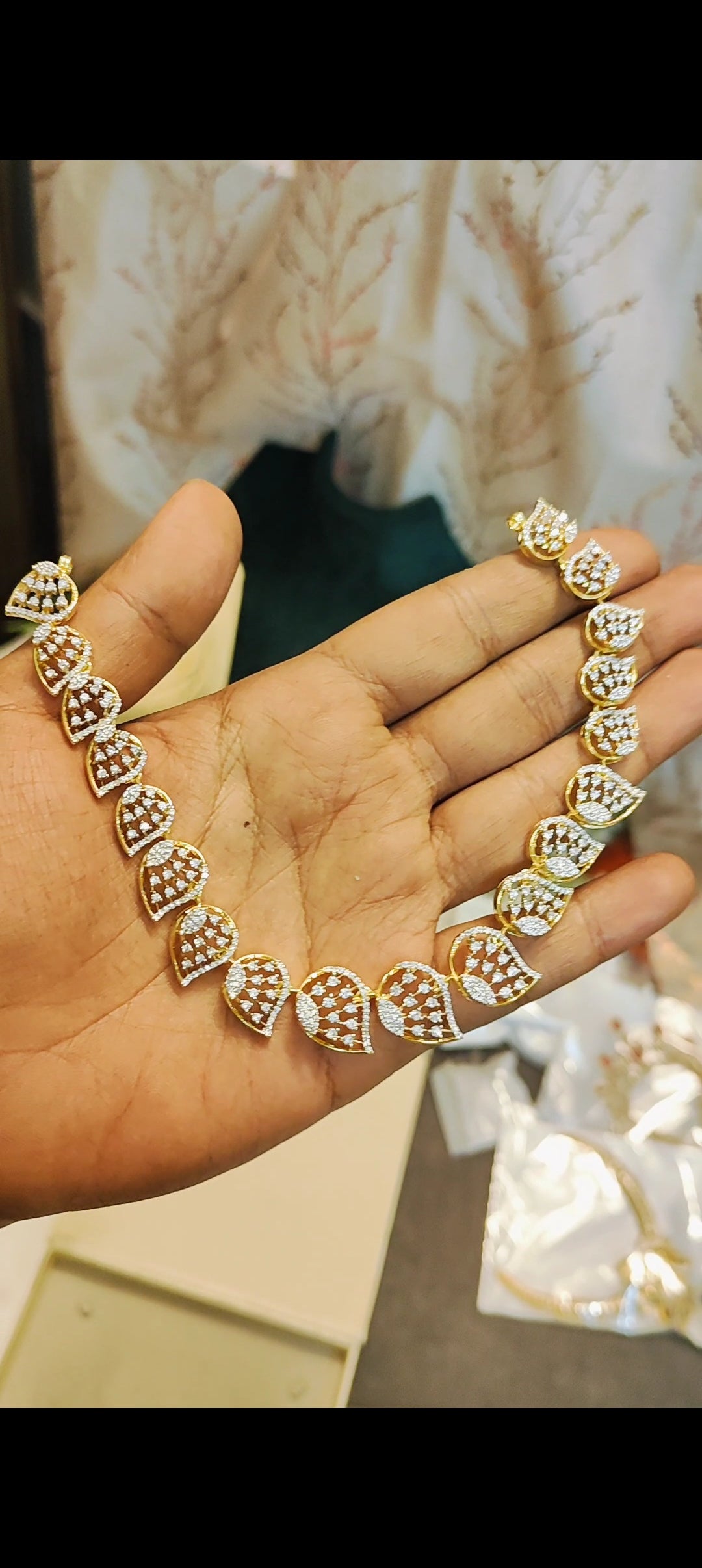 Gj polish diamond replica necklace set premium quality