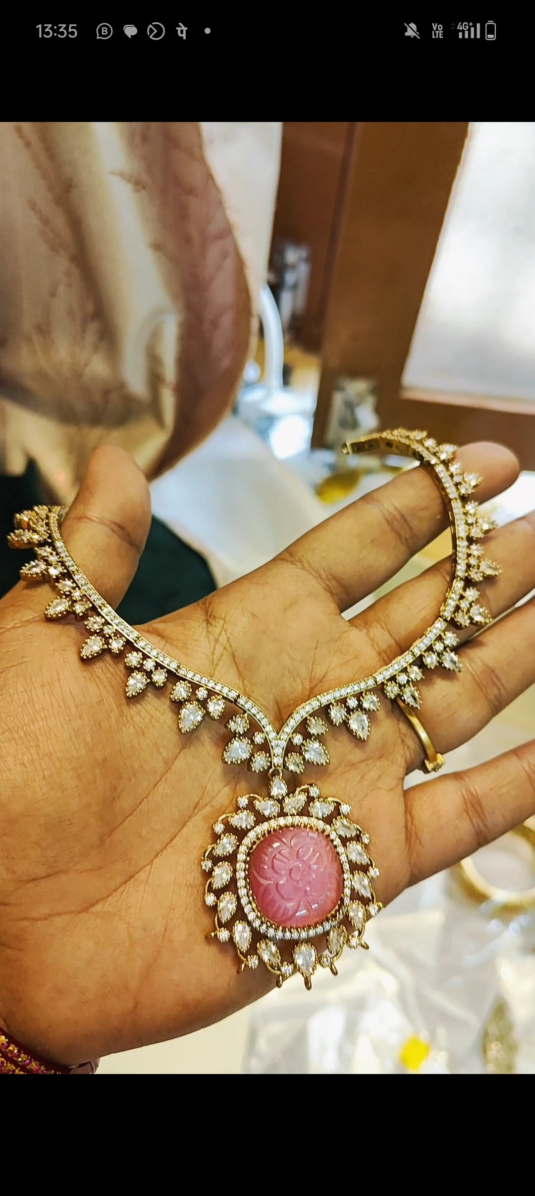 Moissanite jadau finish neckset premium quality