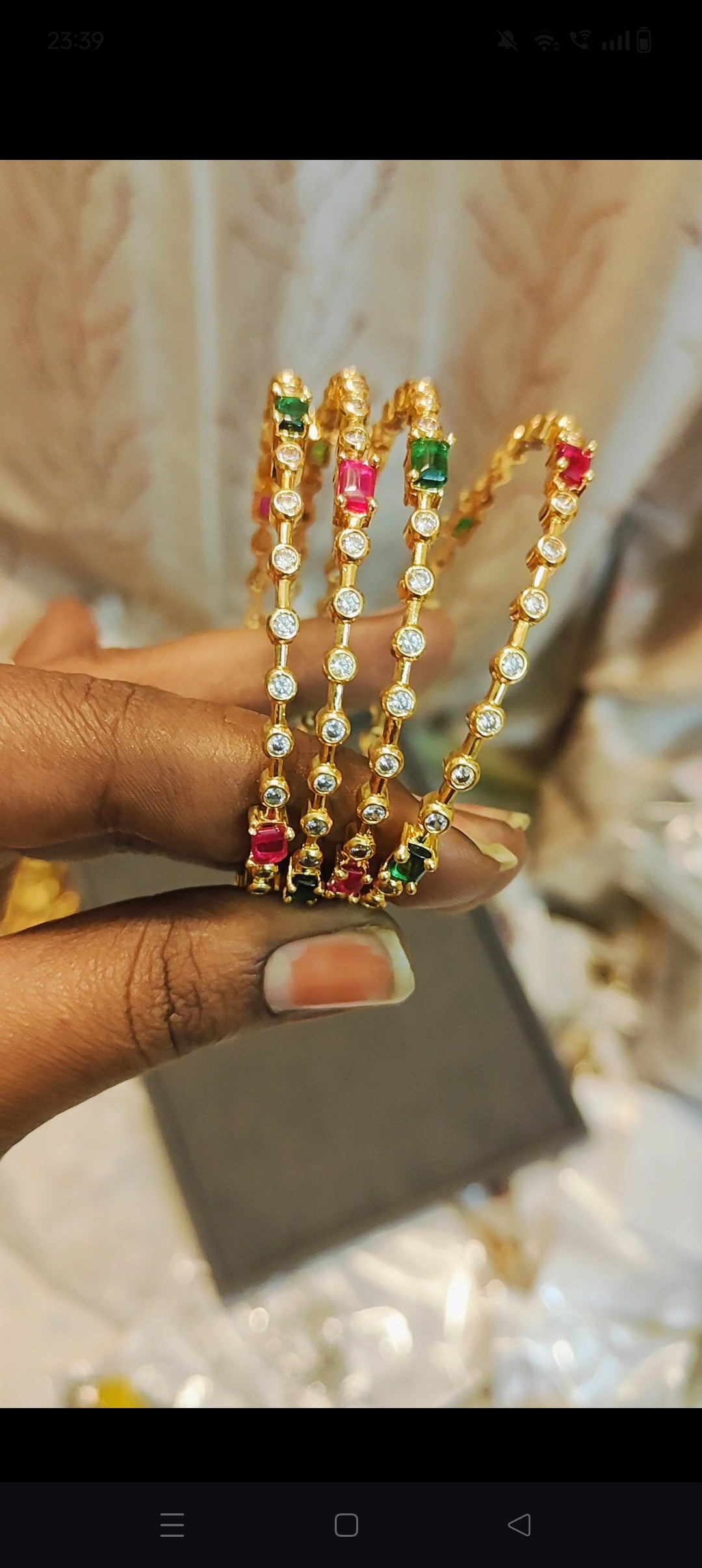 Cz stone gold plated diamond replica bangles