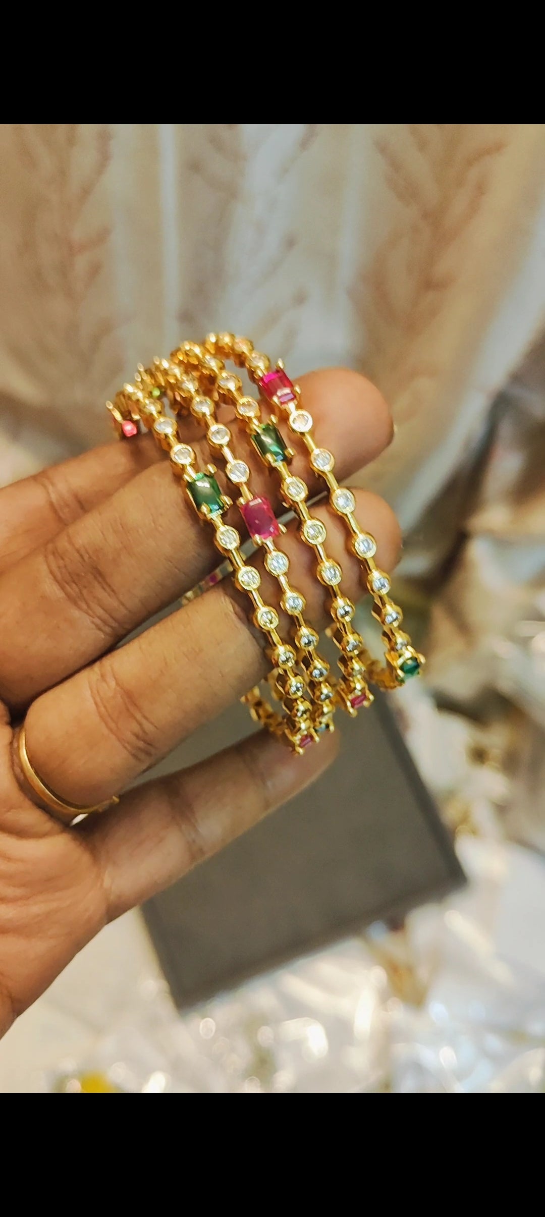 Cz stone gold plated diamond replica bangles