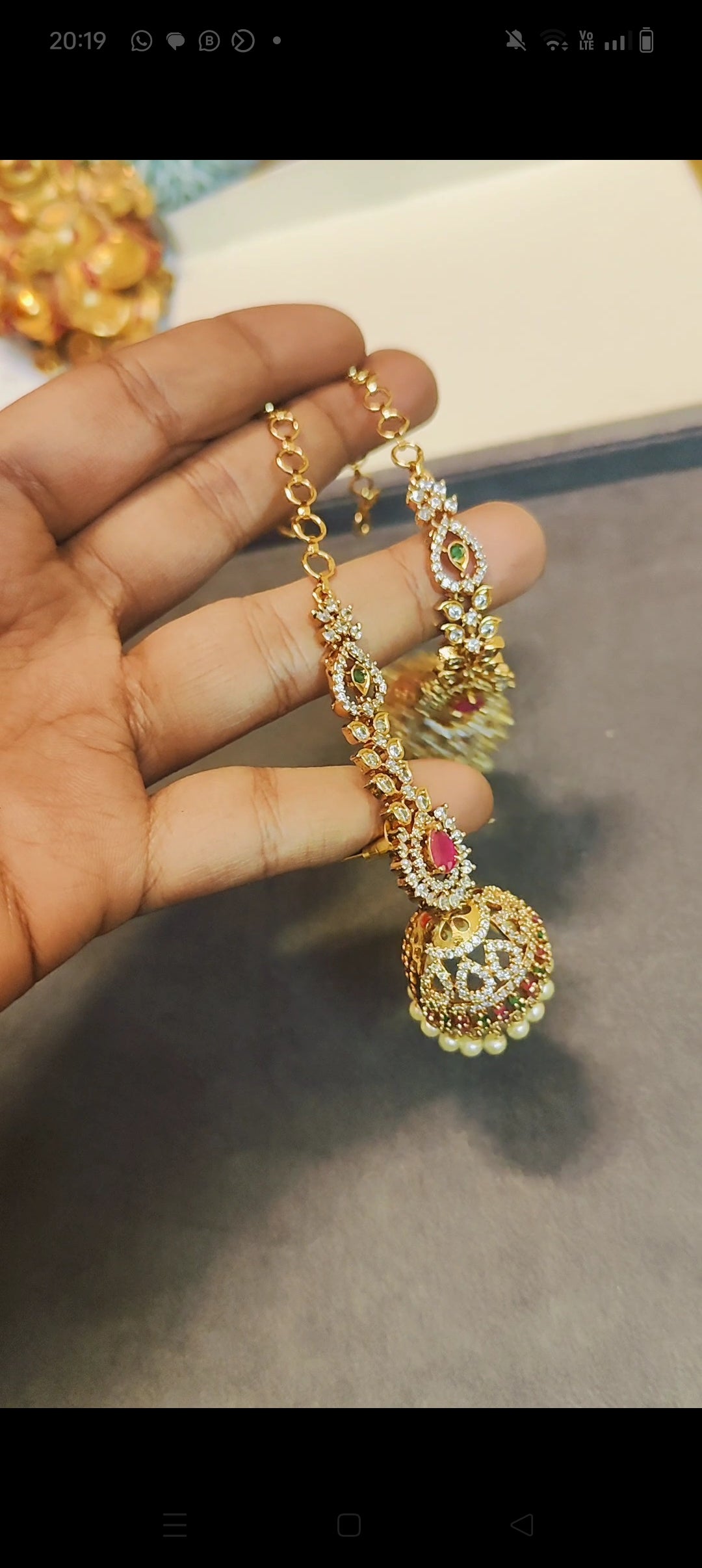 AD stones jhumka with mattal