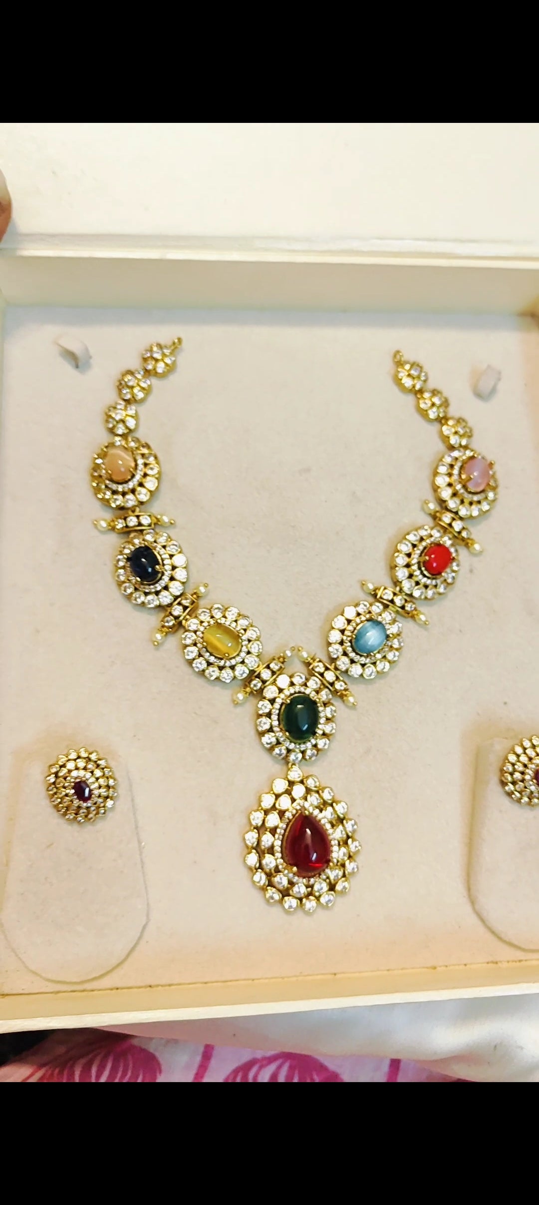 Elegant navratna gemstone neckset
