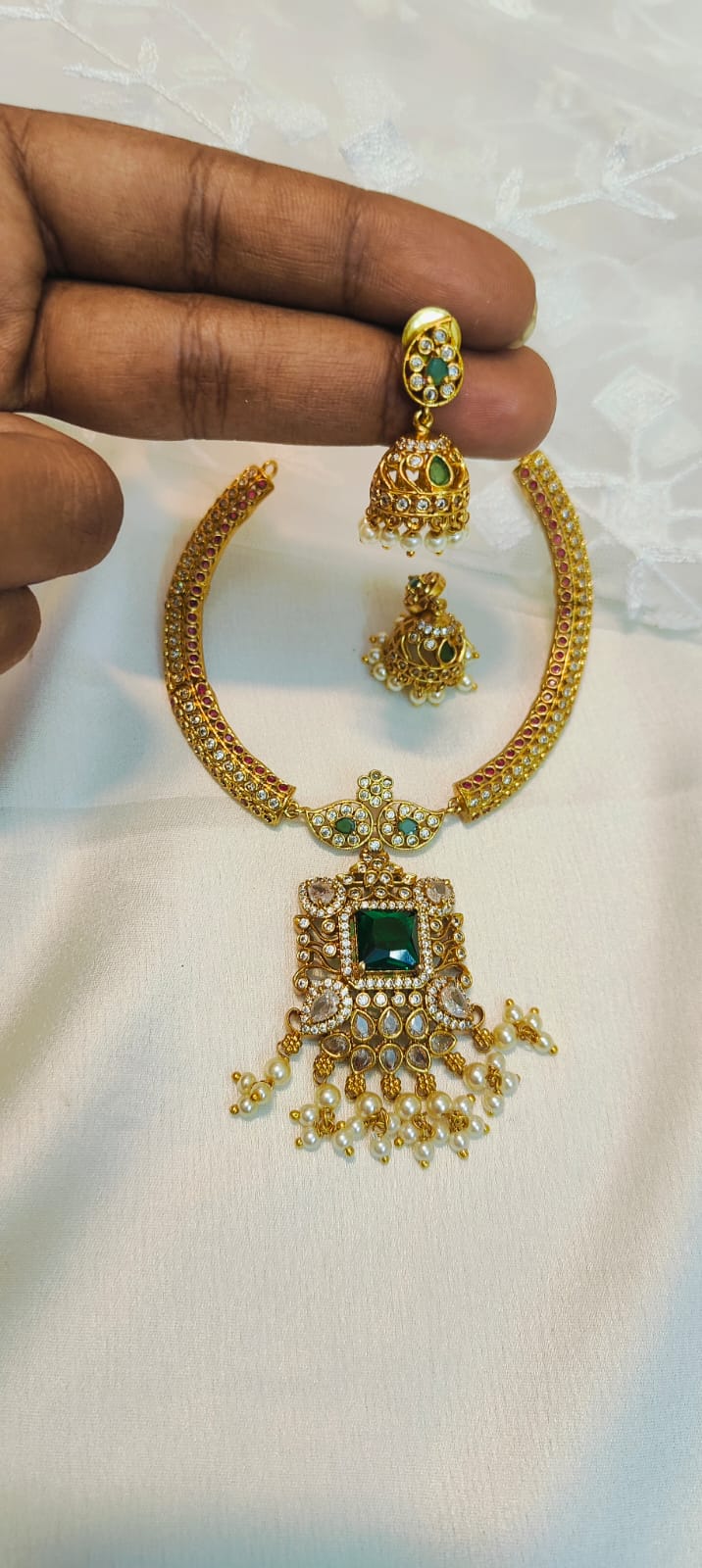 Divine Cz stone necklace set