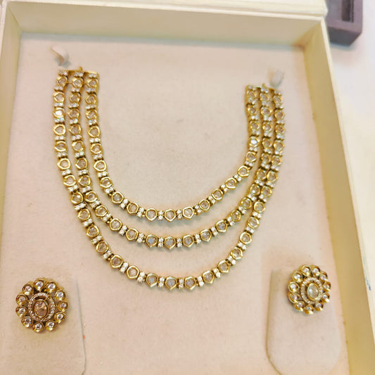 Dainty jadau kundan Moissanite necklace set