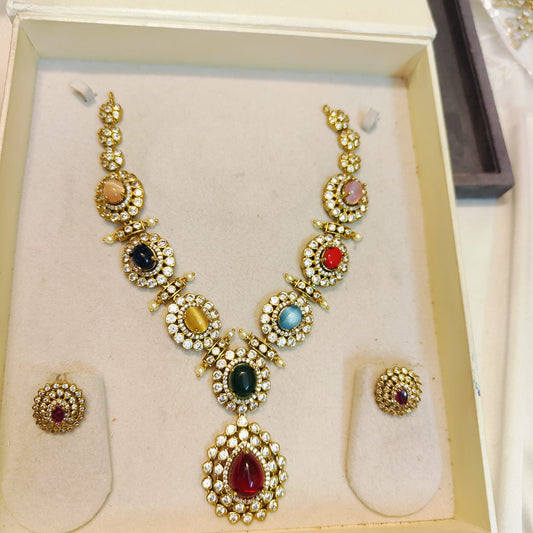 Bold navaratna necklace set premium quality