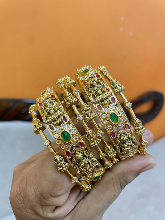 Gold antique finish bangles set of 6