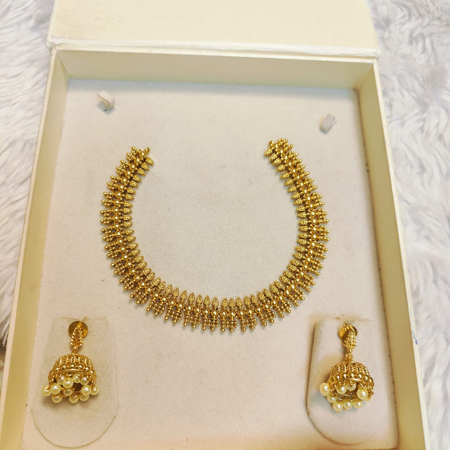 Gold replica design gold antique finish necklace set