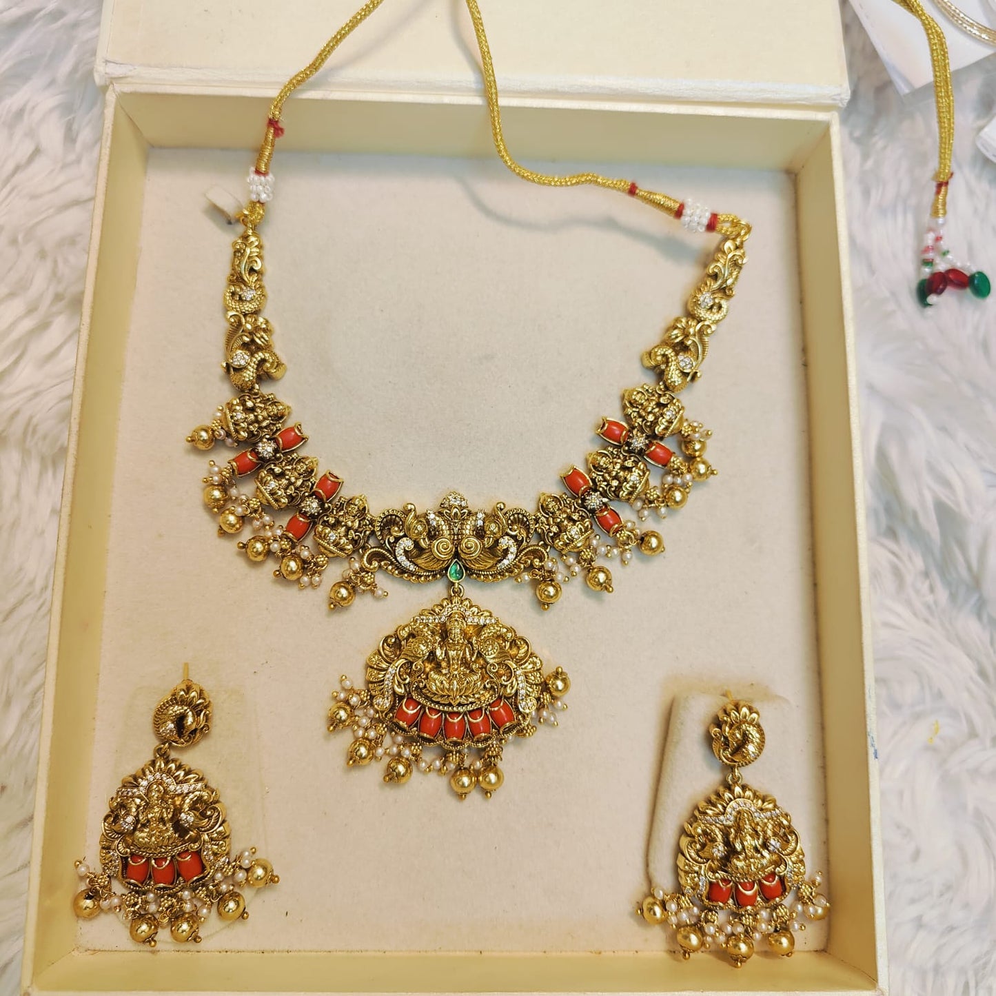 Gold antique nakshi finish neckset premium quality