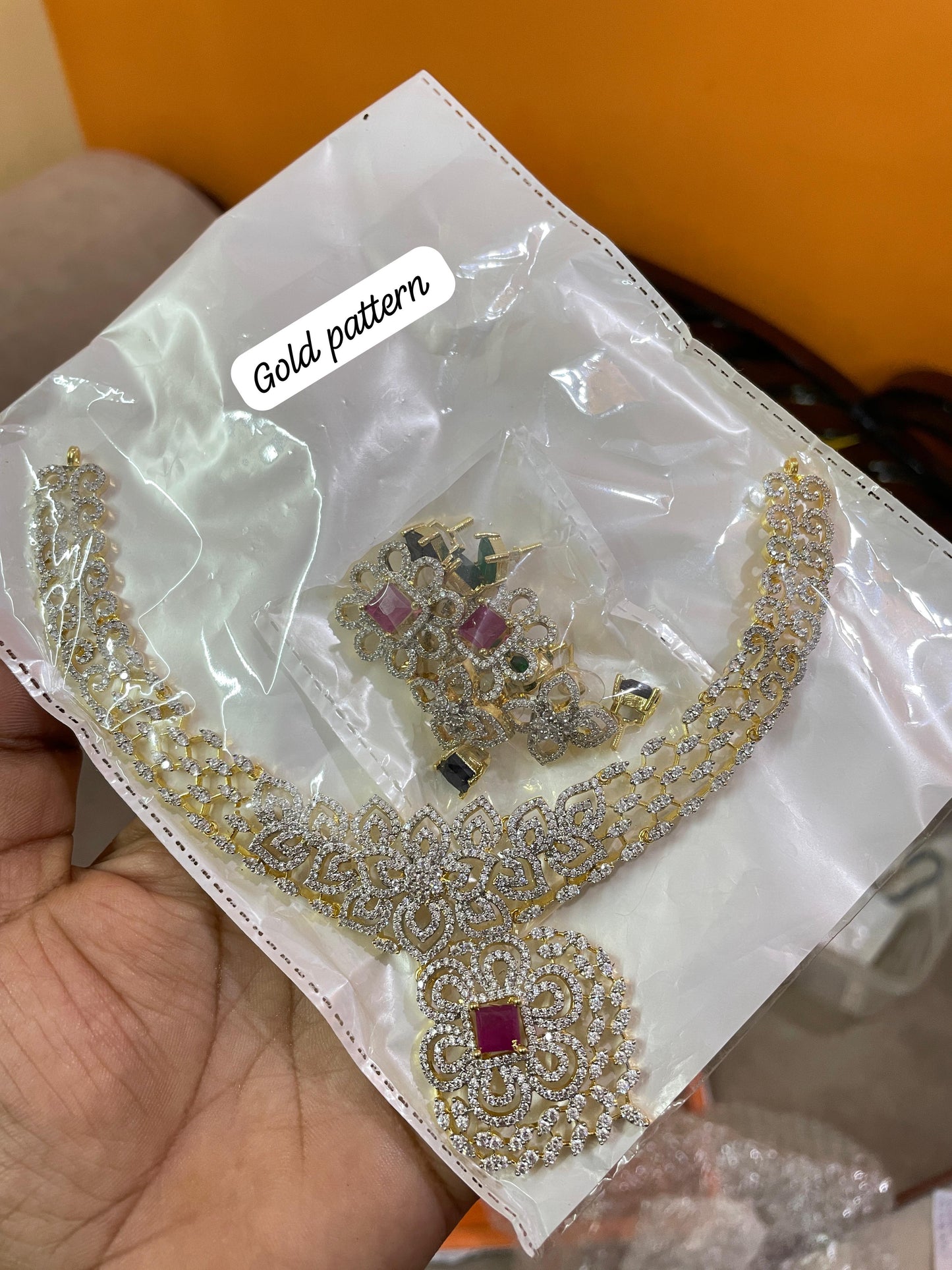 Diamond replica changeable necklace set