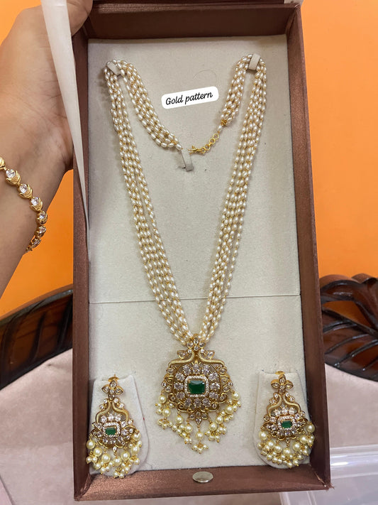 Cz stone gold antique finish pearl haram