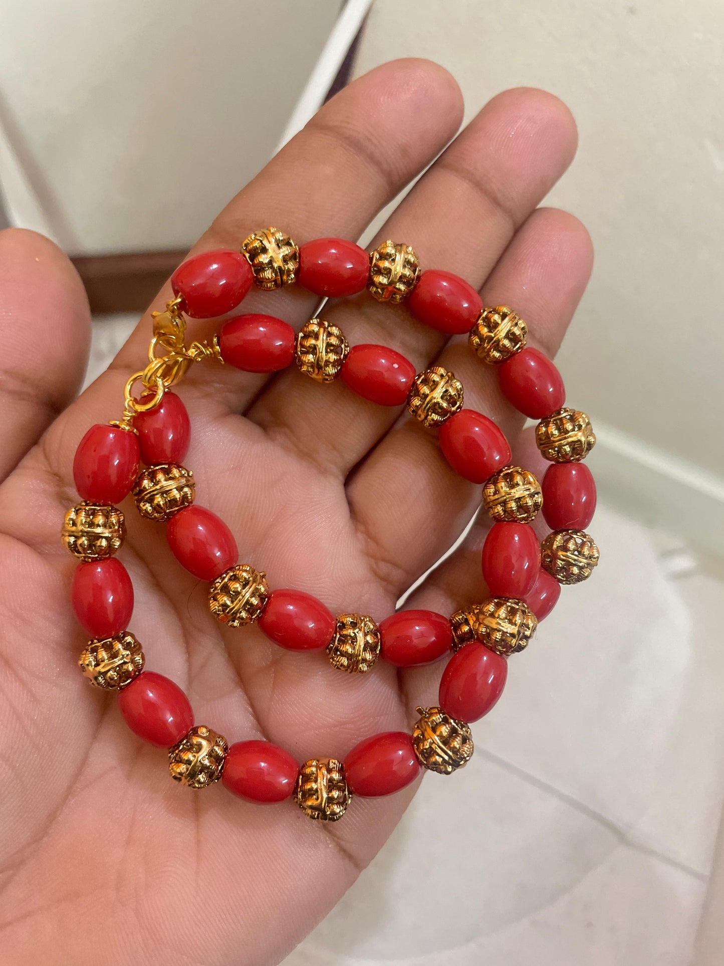 Handmade coral bangles