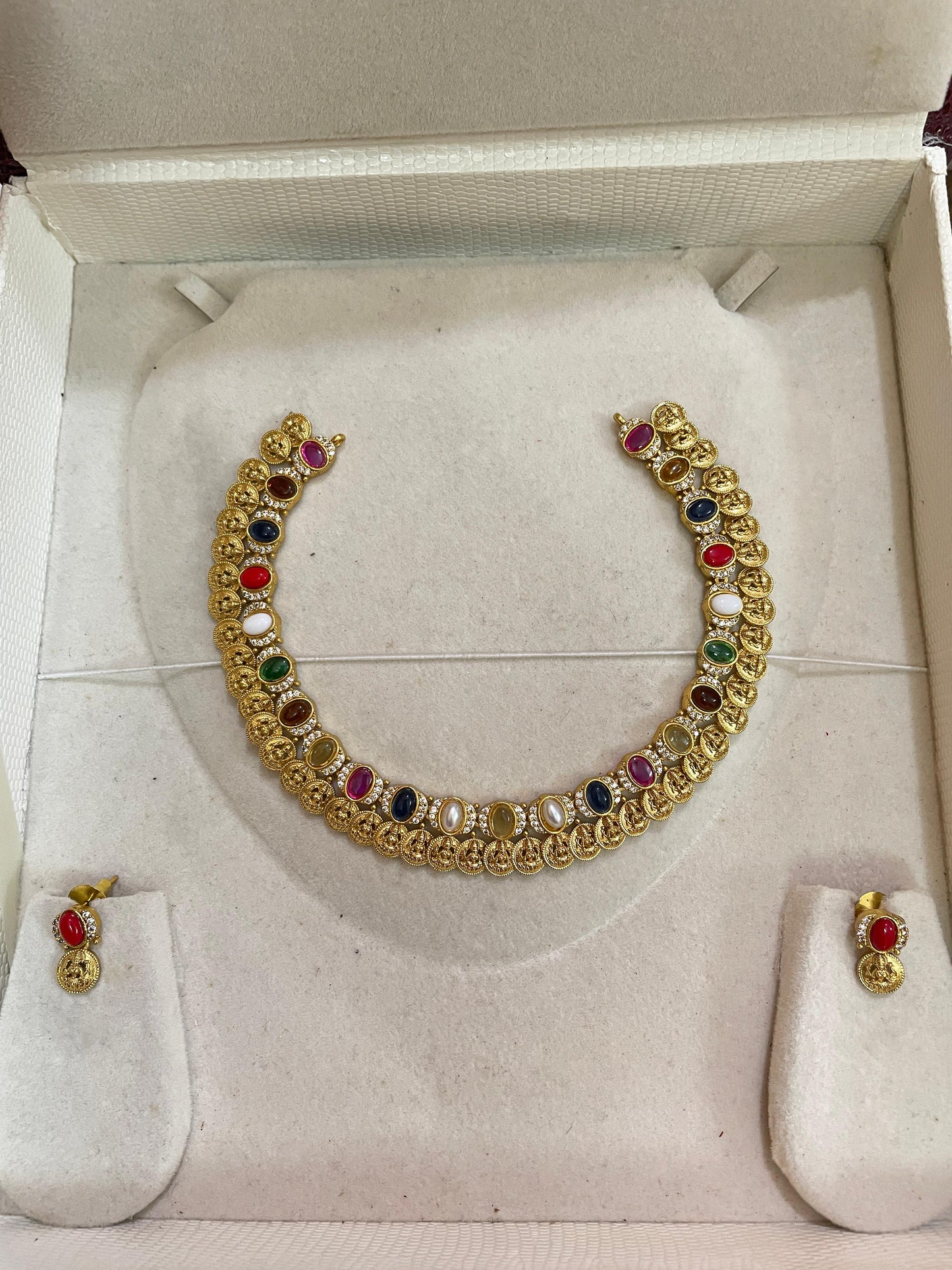 lakshmi coin navaratna necklace set premium quality