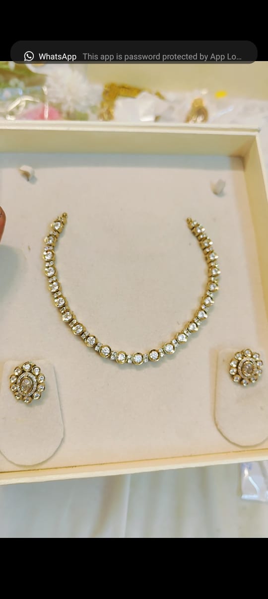 Moissanite jadau kundan neckset premium quality