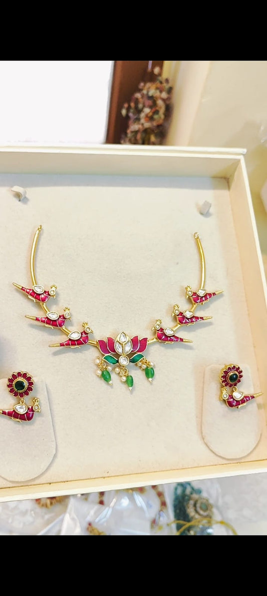Gold replica Kanti necklace set
