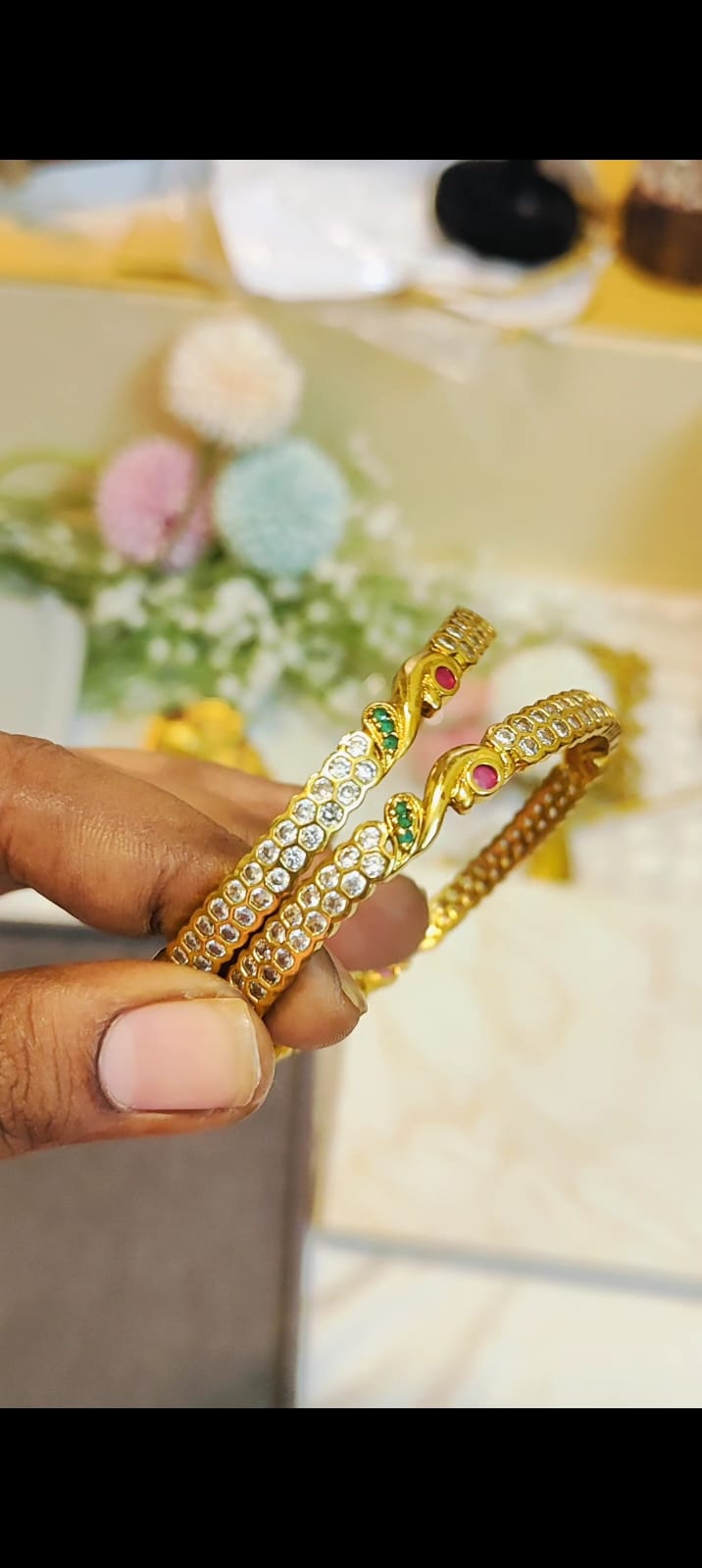 Gold antique finish bangles premium quality